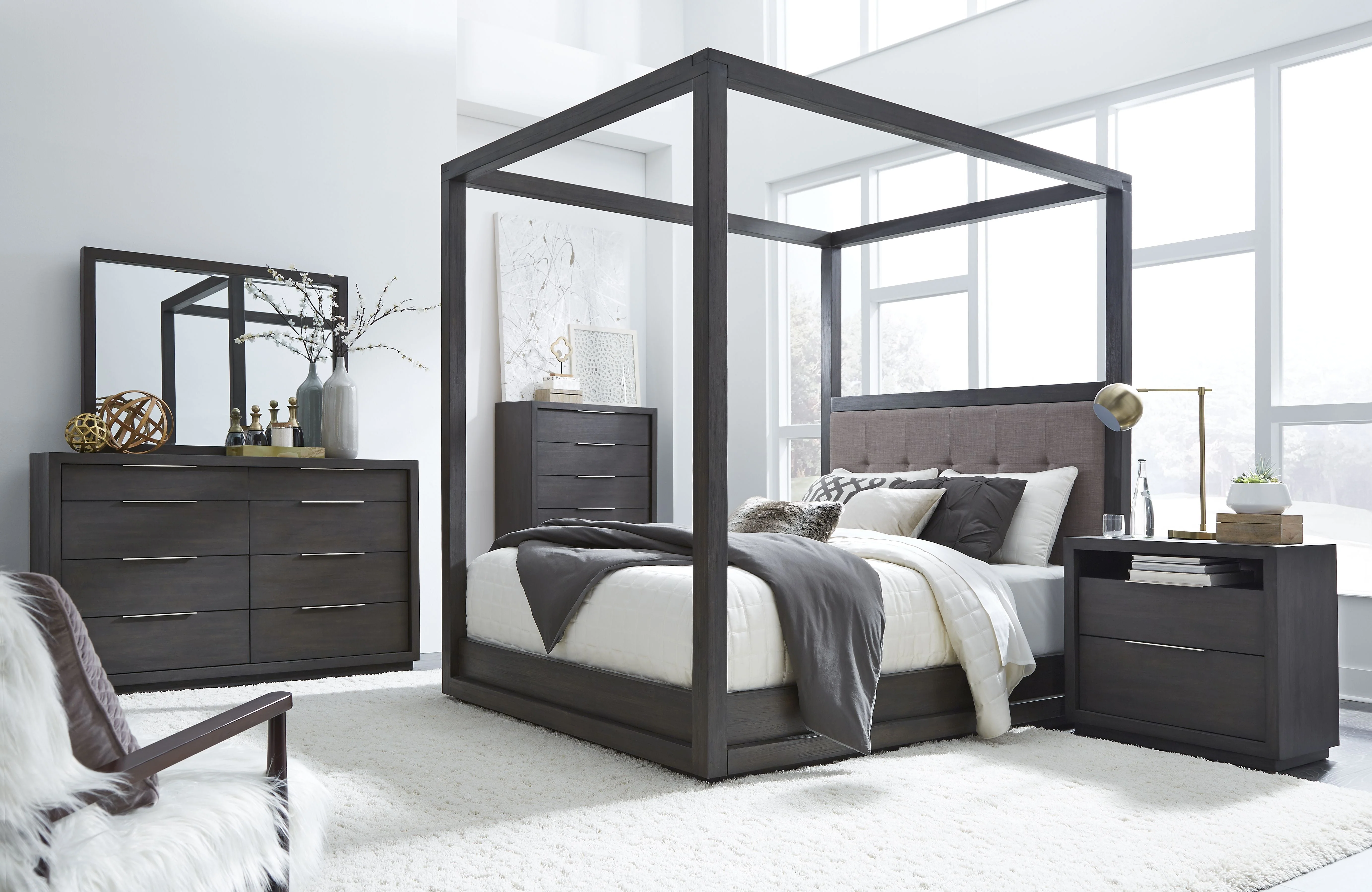 Oxford Upholstered California King Canopy Bed in Dolphin - Image 2