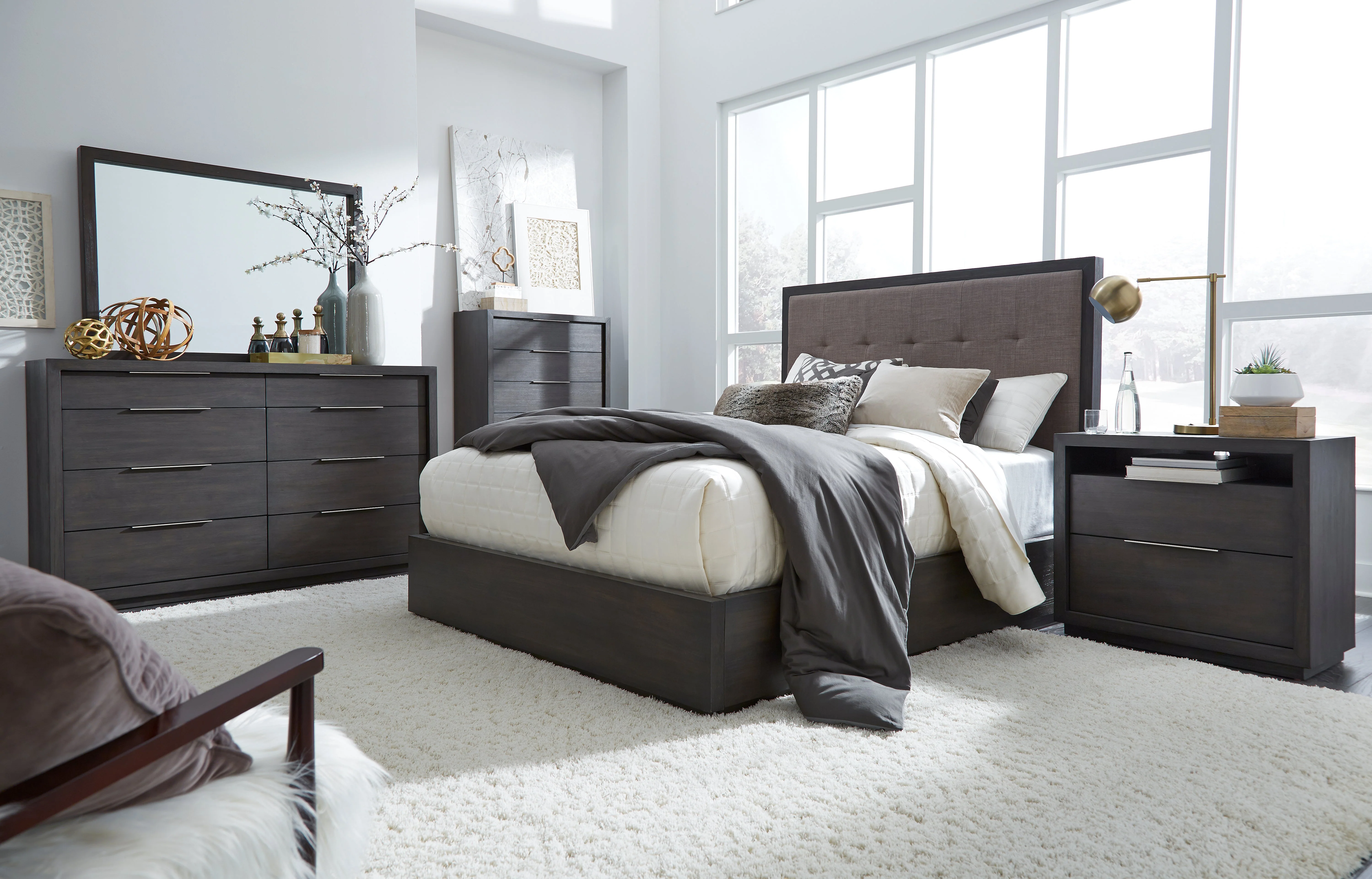 Oxford Upholstered Platform Bed in Dolphin (67") - Image 2