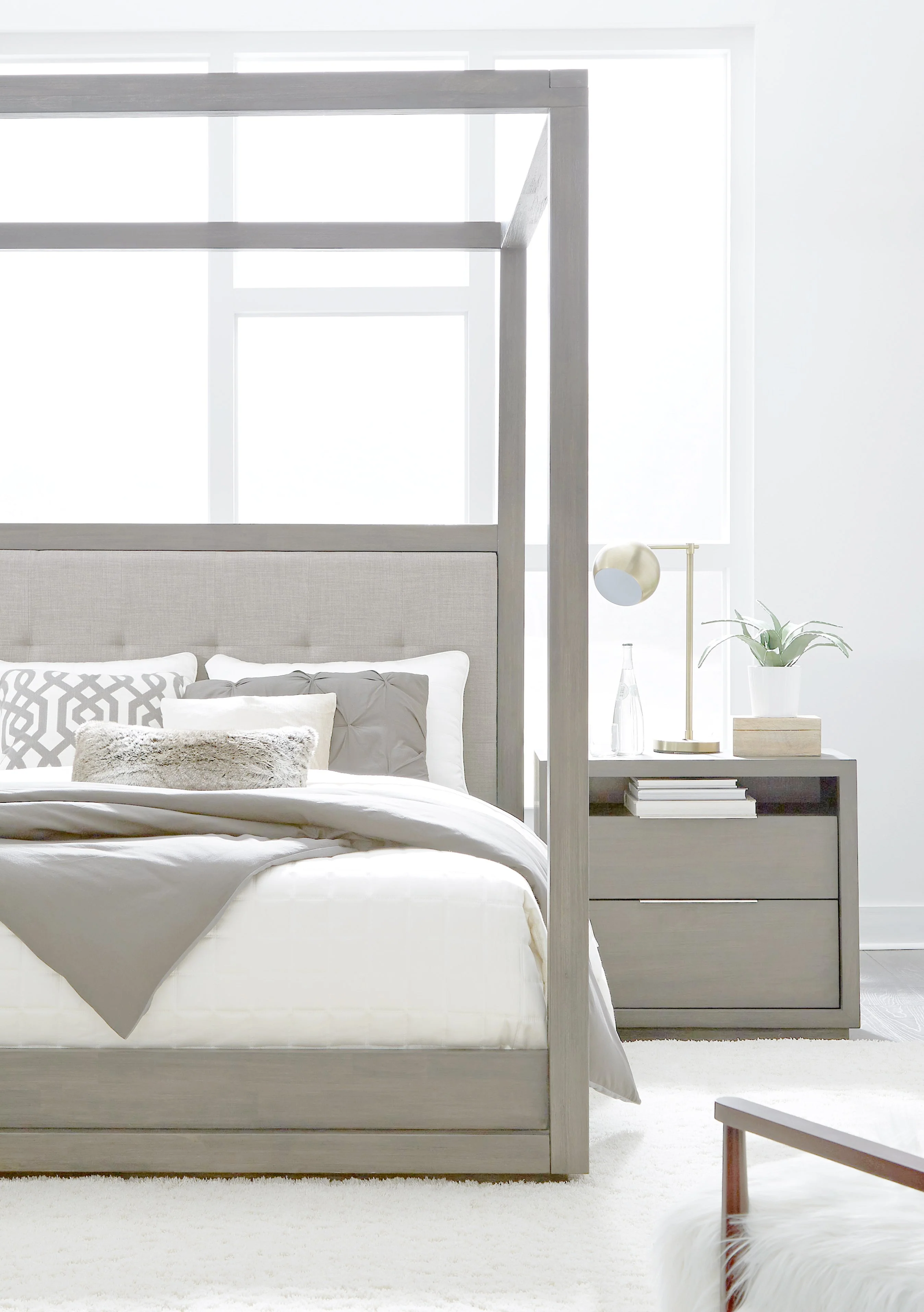Oxford Upholstered Queen Canopy Bed in Mineral - Image 3