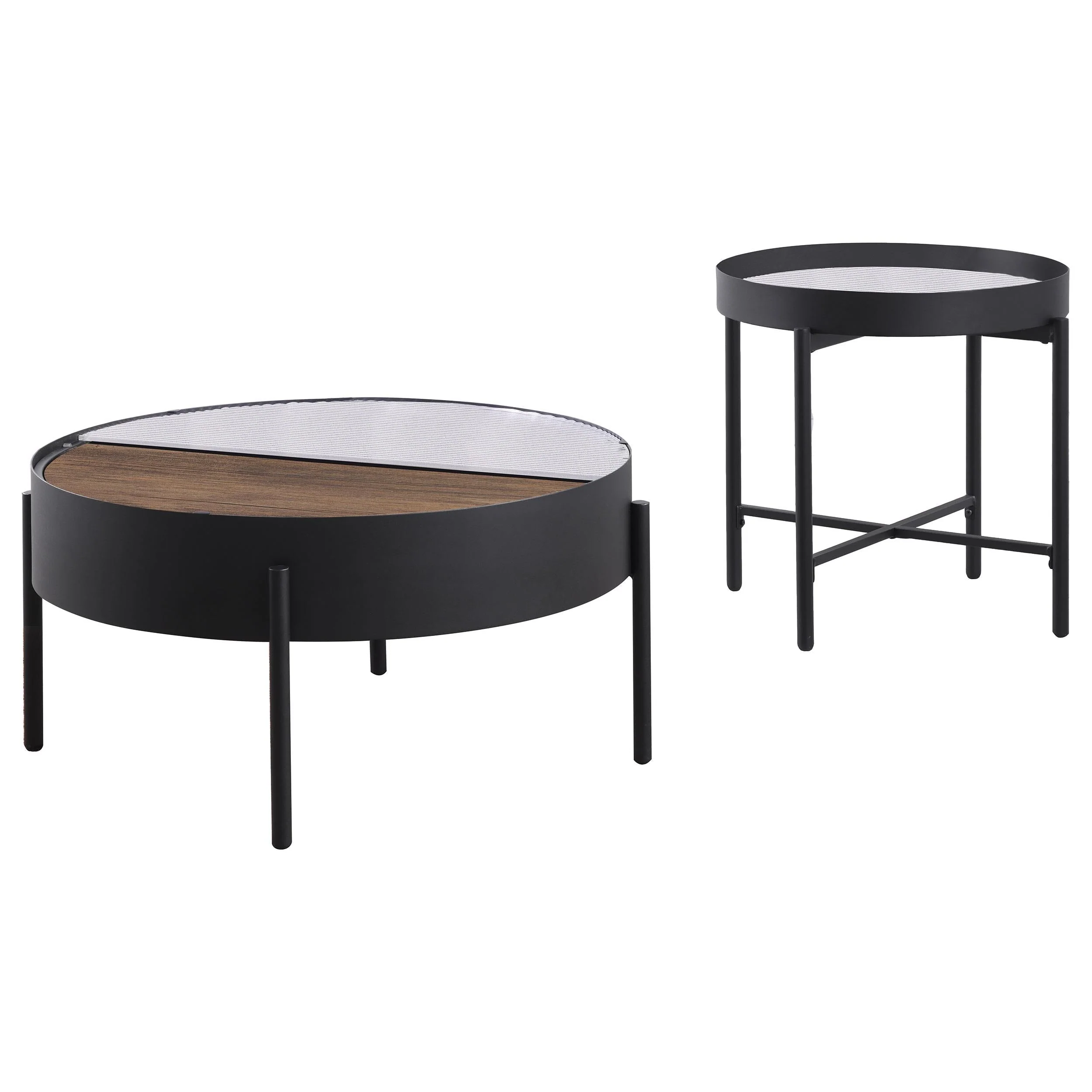 Ozella Sandy Black 2-Piece Round Coffee and End Table Set - Image 4