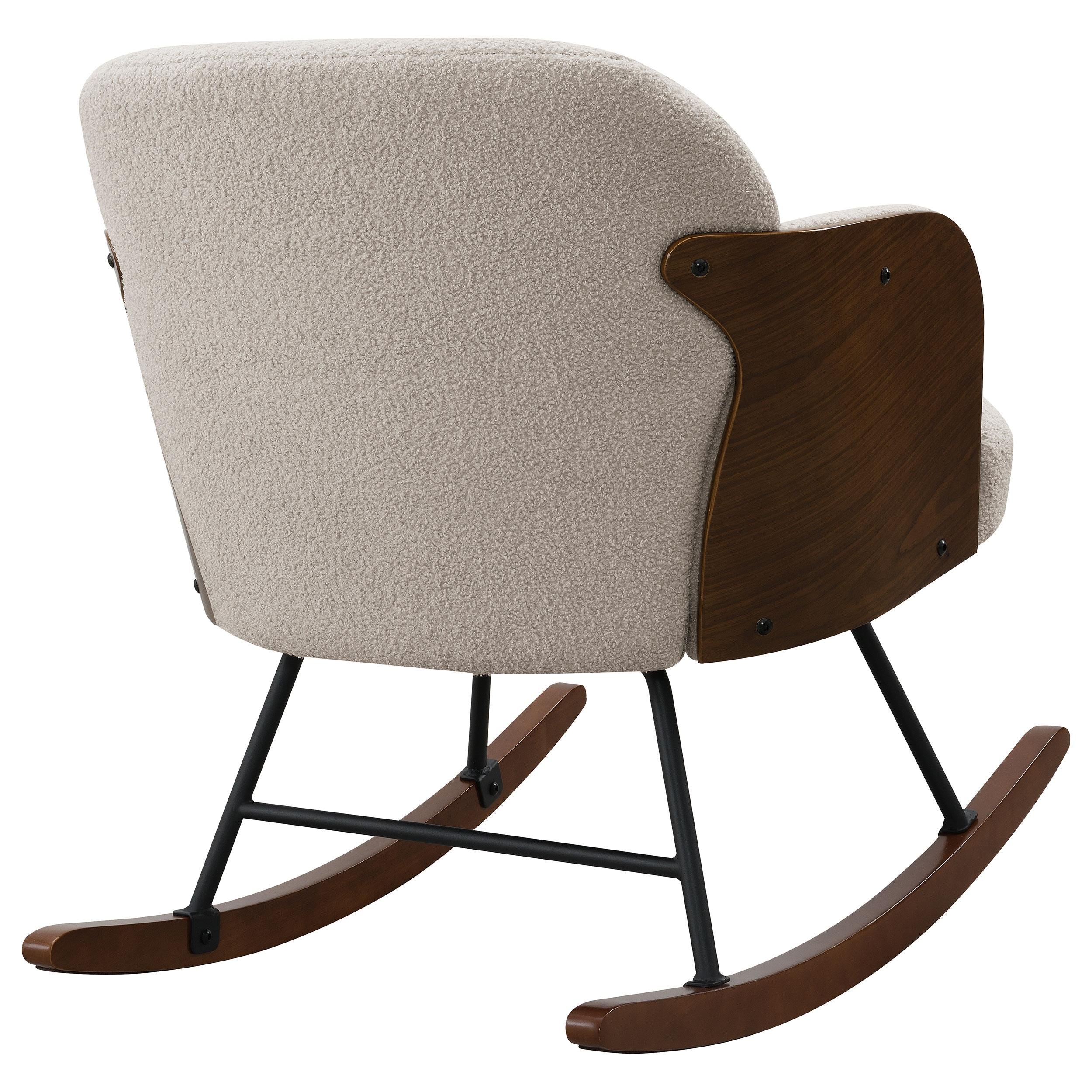 Paige Beige Boucle Mid Back Rocking Chair - Image 8