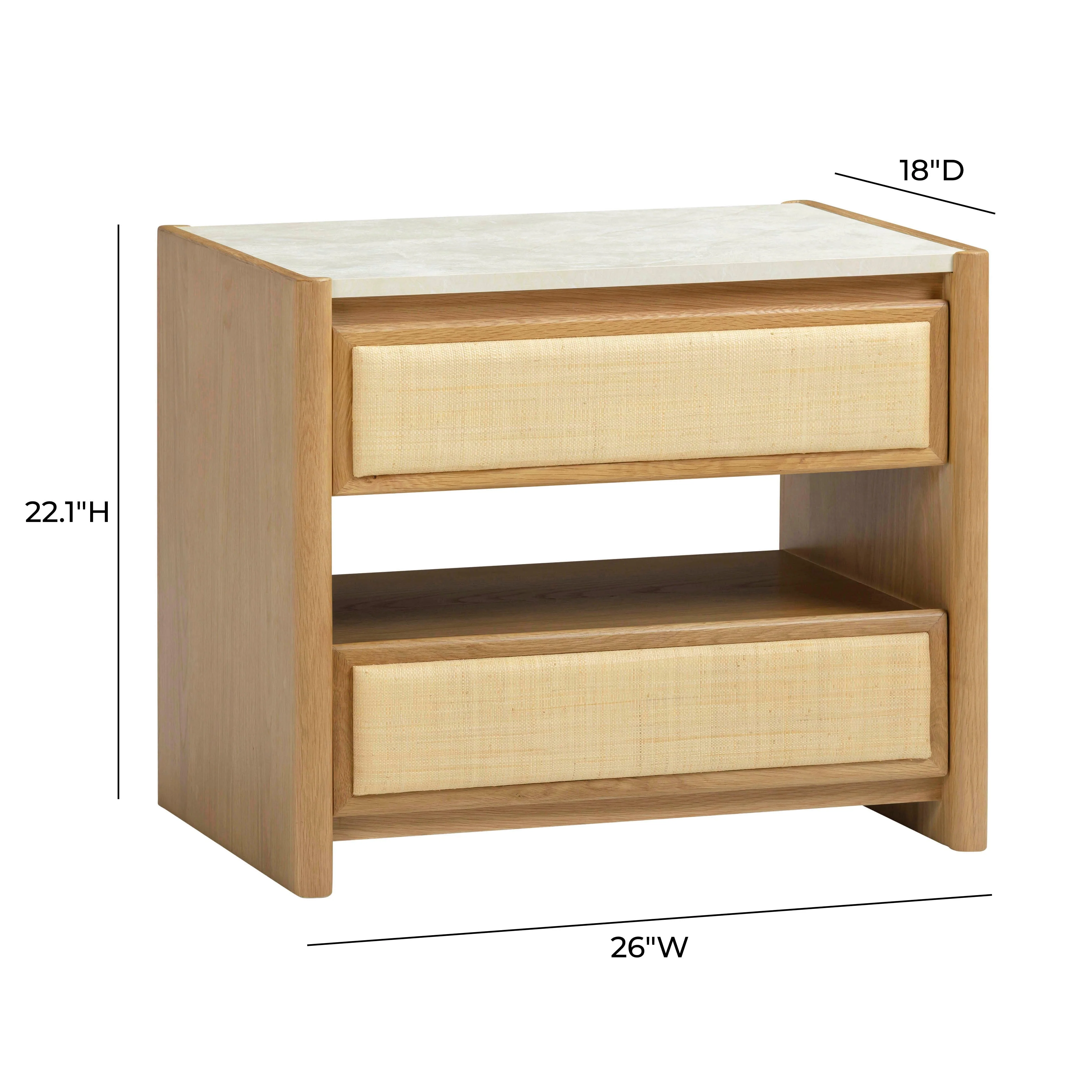Paige Natural Oak 2-Drawer Nightstand - Image 9