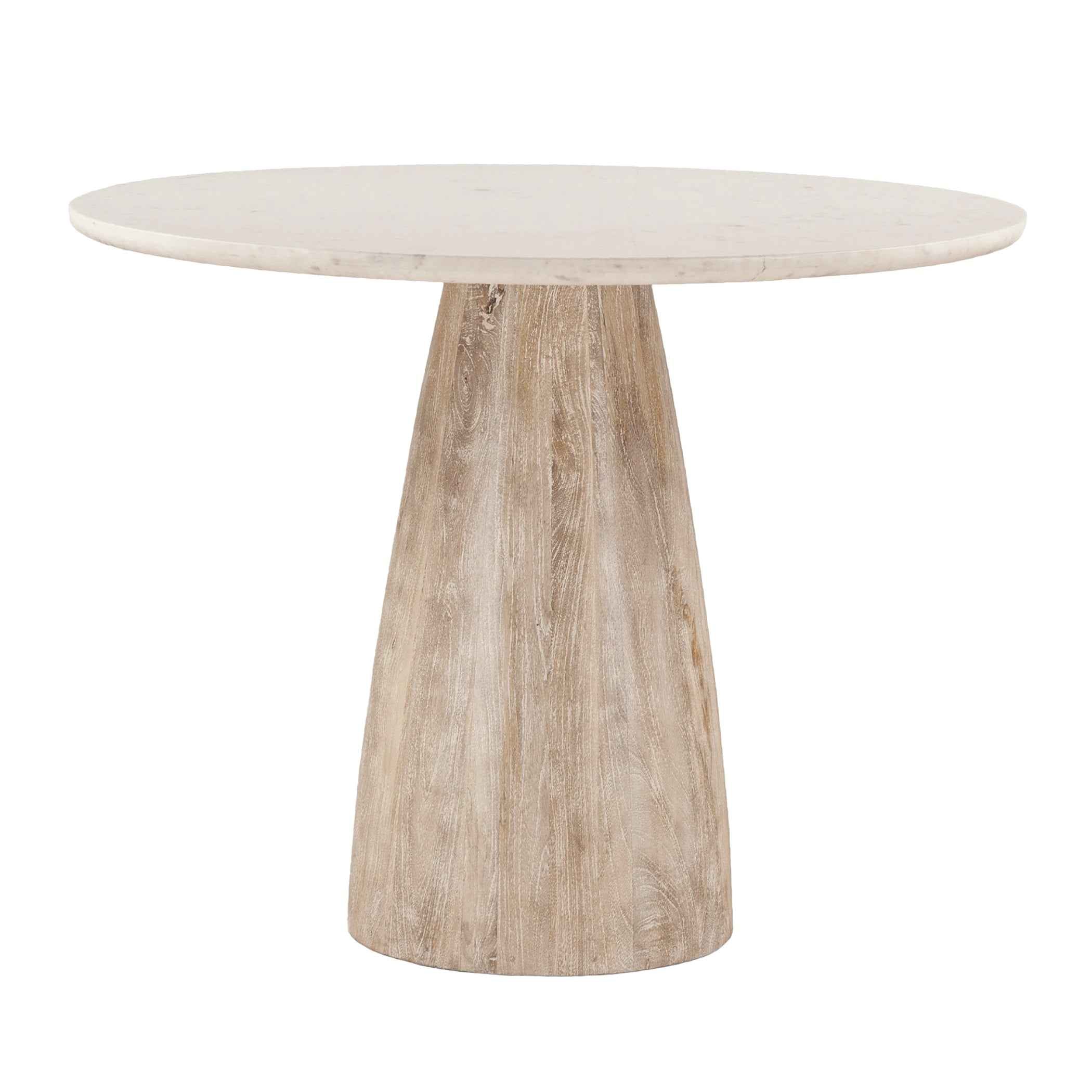 Palm Springs 48" Gathering Table with White Marble and Whitewash Modern Base