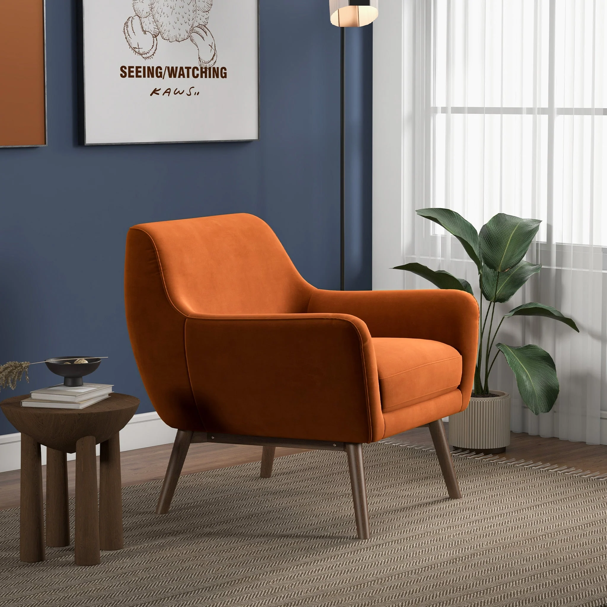 Panom Burnt Orange Velvet Lounge Chair - Image 3