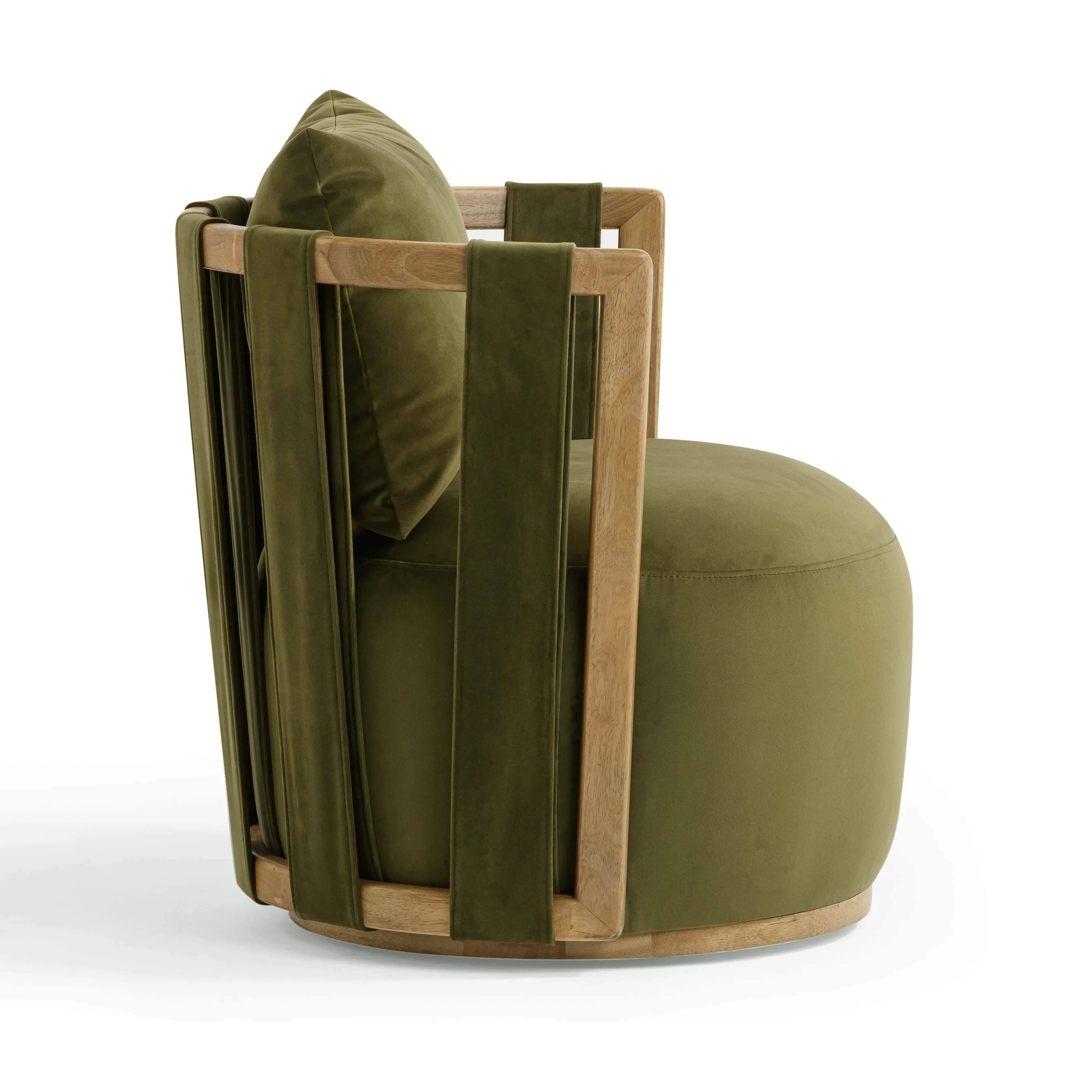 Paolo Green Upcycled Distressed Velvet Swivel Chair - Image 5