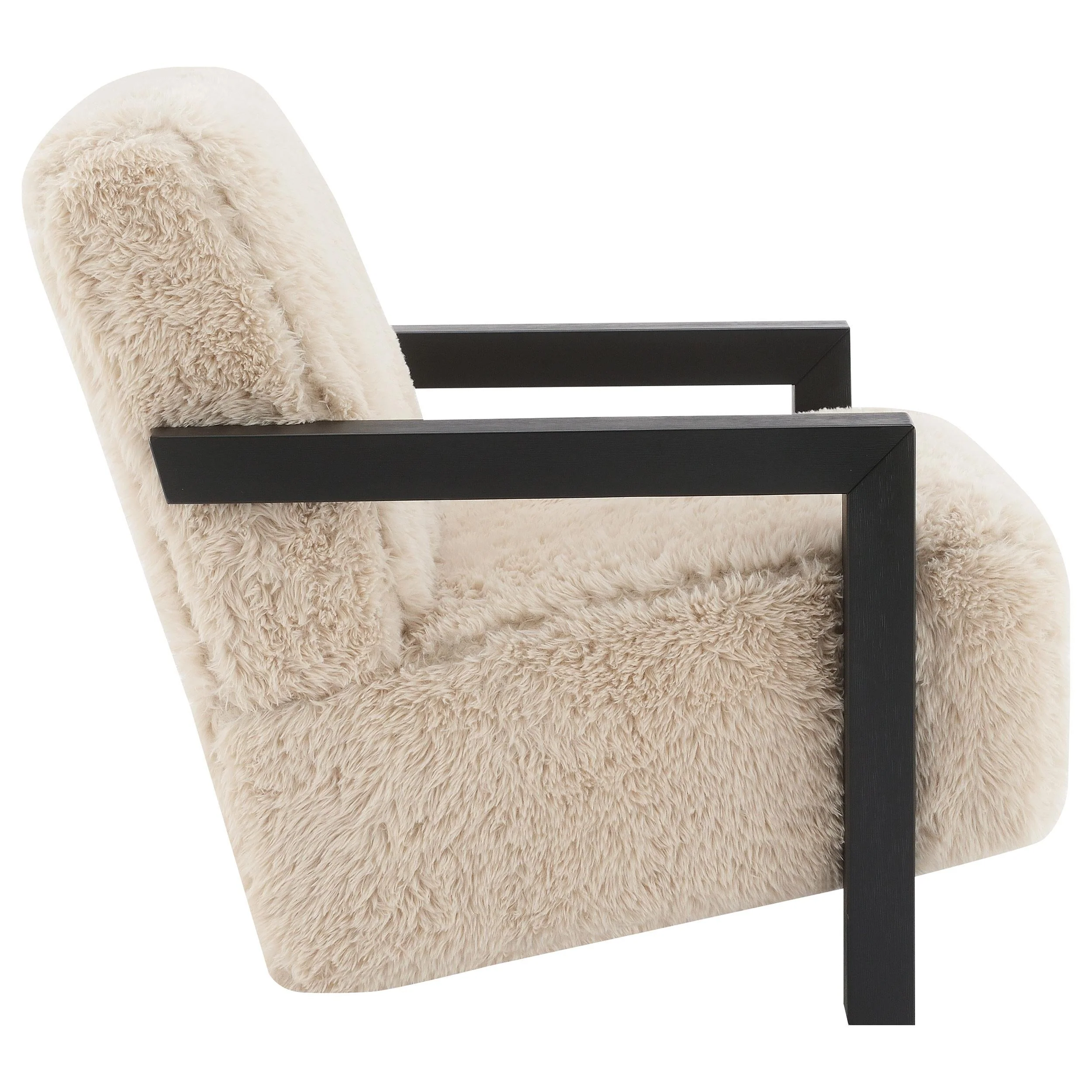 Paquet Latte Faux Fur Solid Wood Arm Chair - Image 8