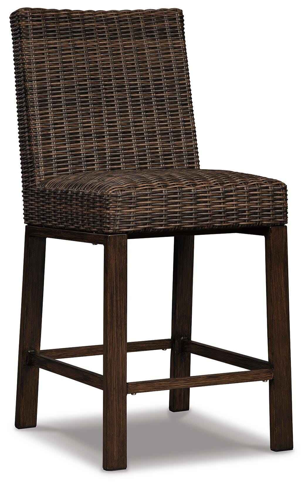 Paradise Trail Medium Brown Outdoor Counter Height Dining Table with 6 Barstools - Image 21