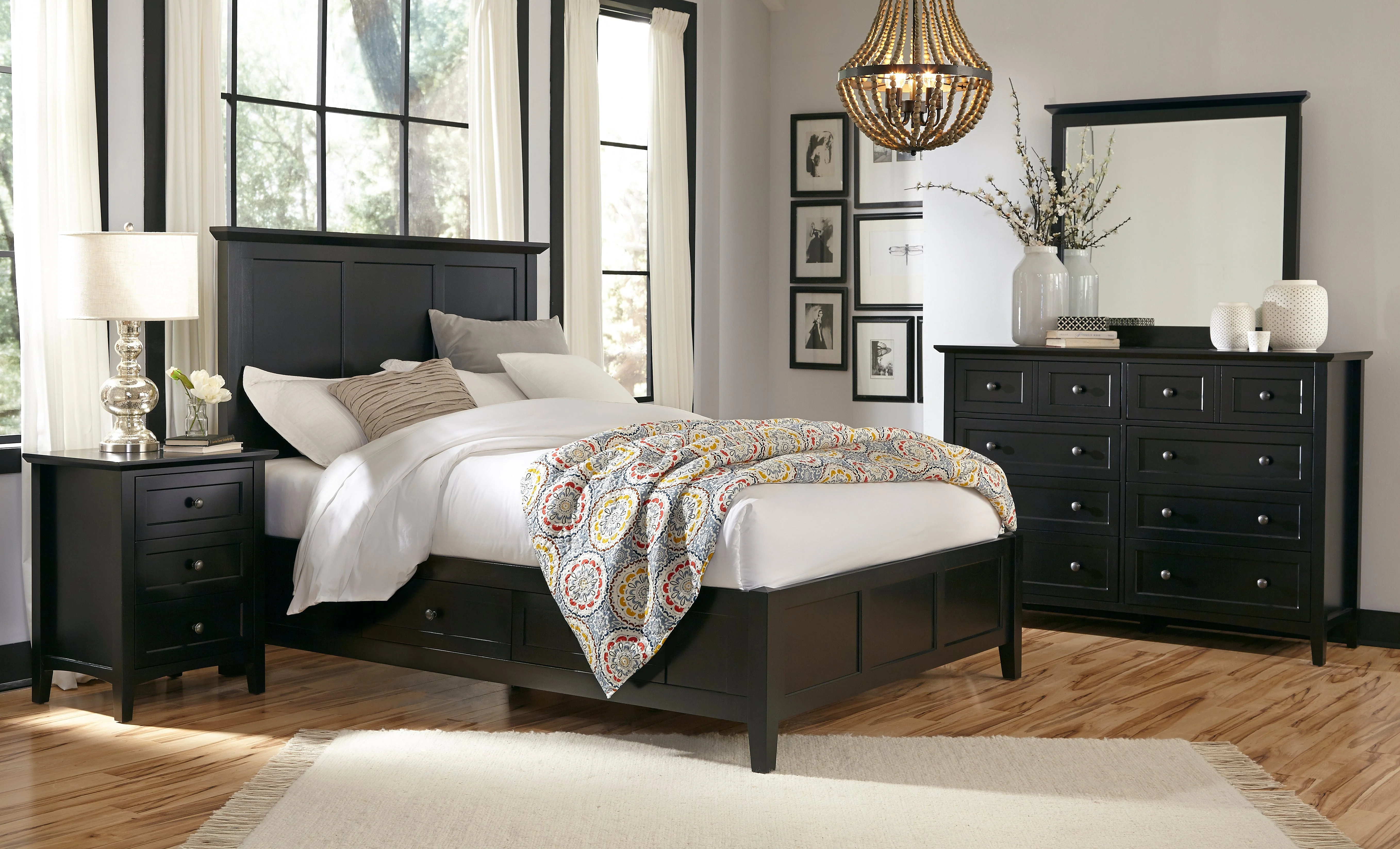 Paragon Four Drawer Wood California King Storage Bed in Black - Image 3