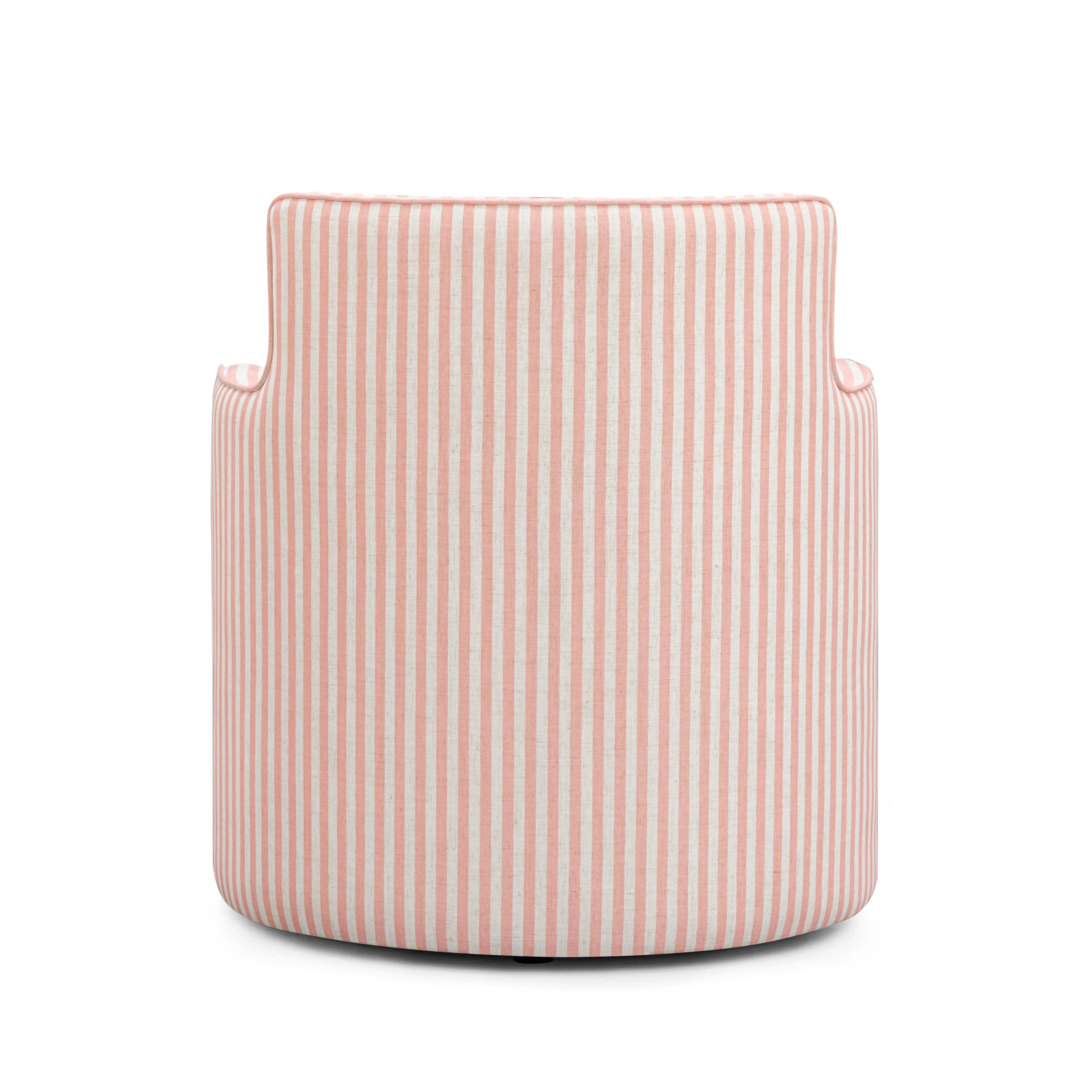 Passe Striped Linen Swivel Chair - Image 11