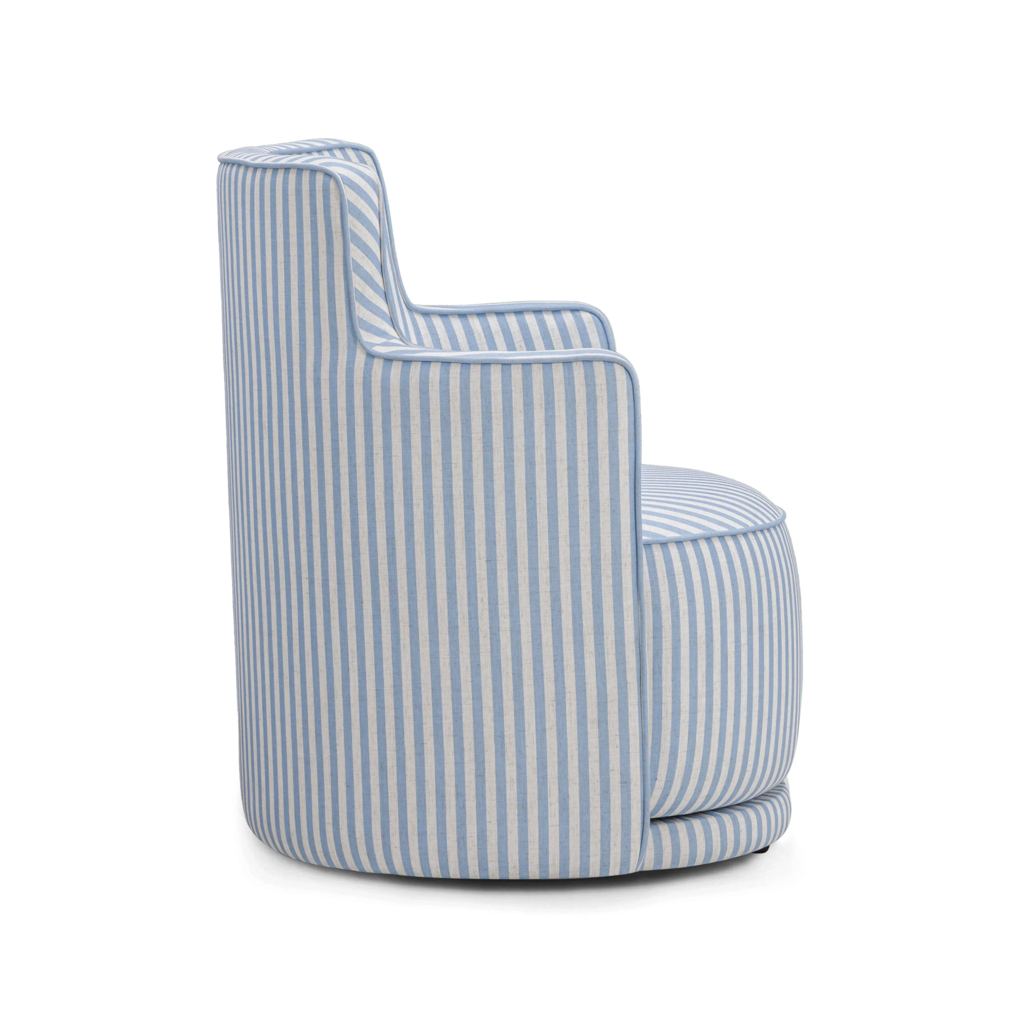 Passe Striped Linen Swivel Chair - Image 4