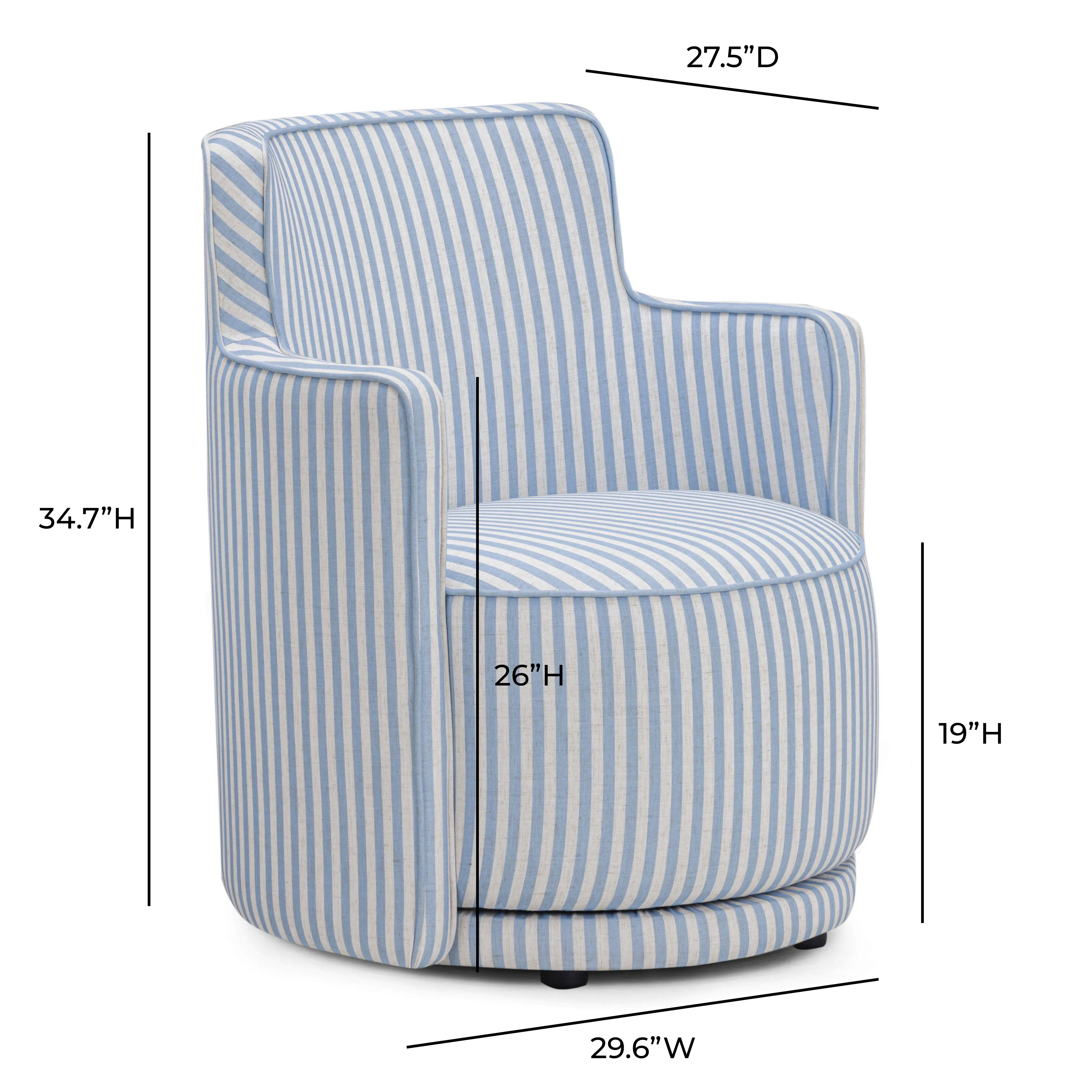 Passe Striped Linen Swivel Chair - Image 6