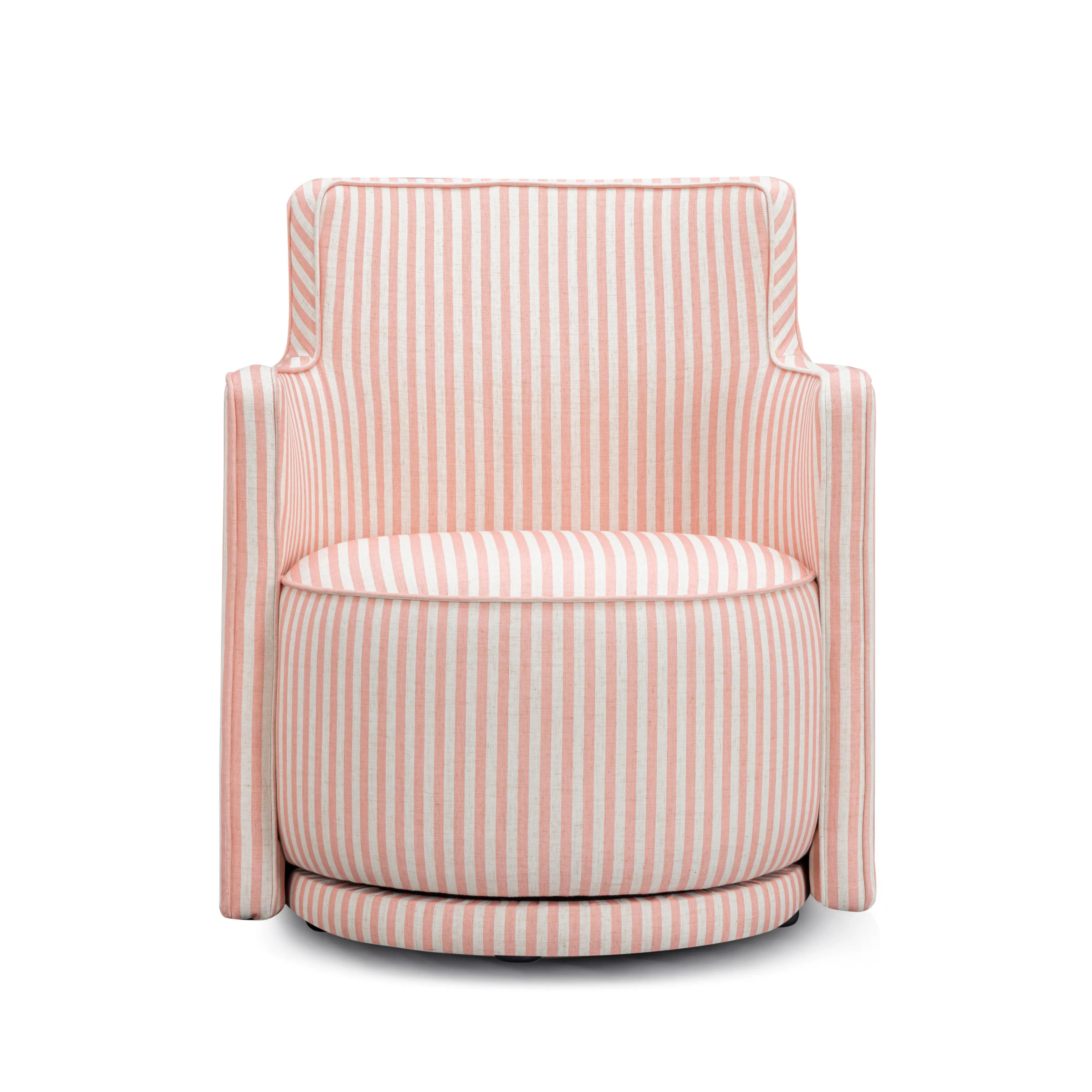 Passe Striped Linen Swivel Chair - Image 8
