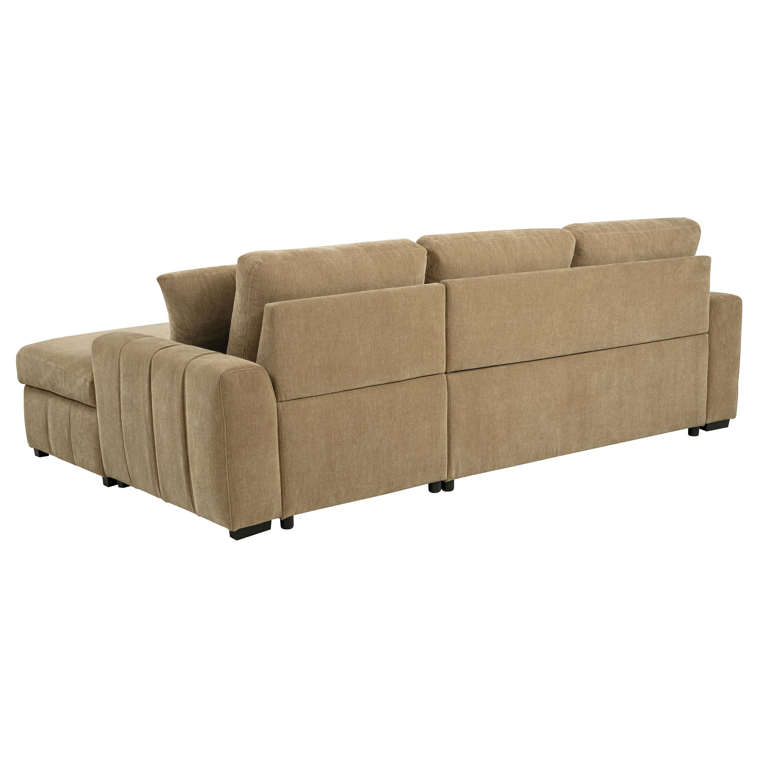 Pastrana Camel Upholstered Sleeper Sectional Sofa - Image 7
