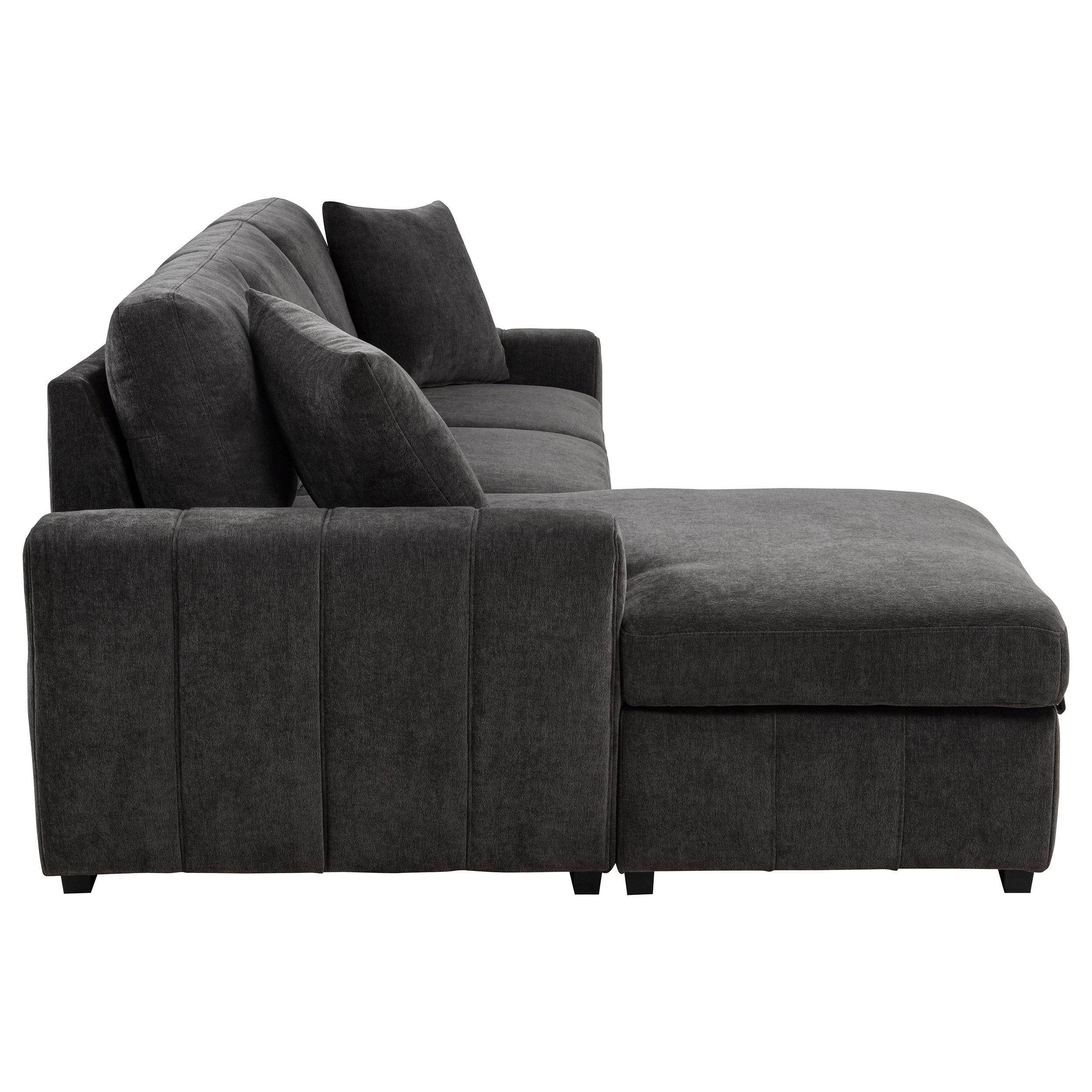 Pastrana Charcoal Grey Upholstered Sleeper Sectional Sofa - Image 9