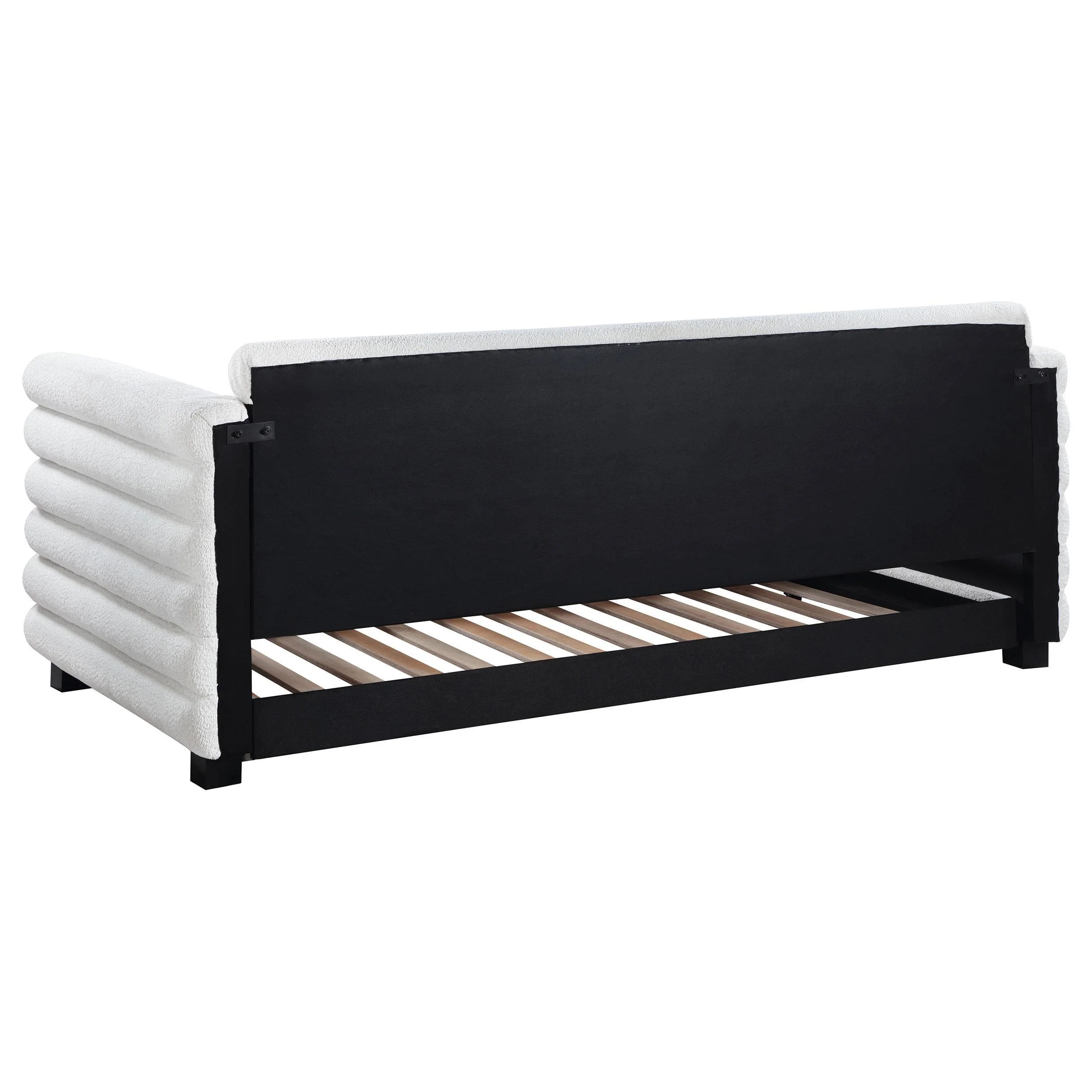 Patricia Boucle Upholstered Twin Day Bed with Trundle White - Image 6