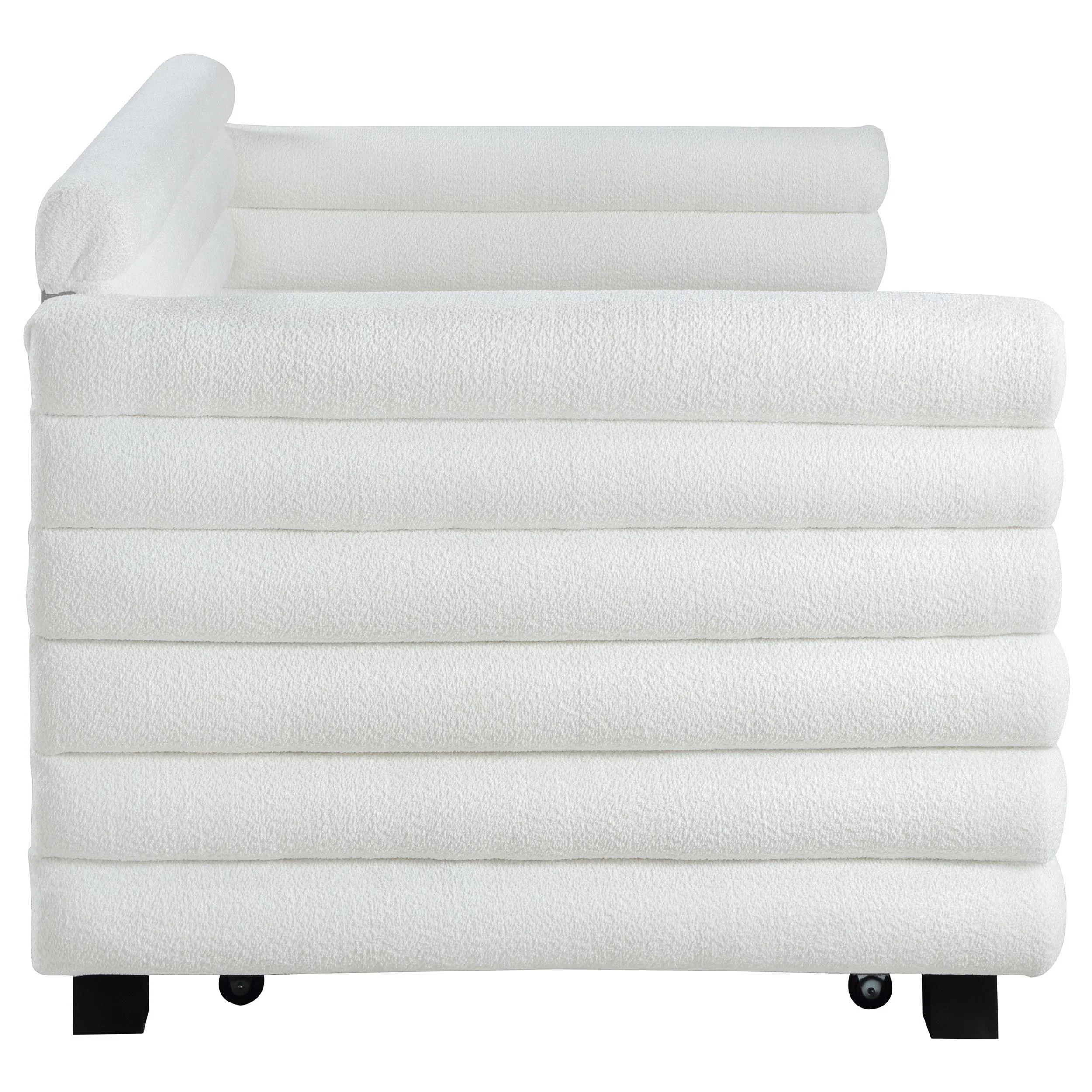 Patricia Boucle Upholstered Twin Day Bed with Trundle White - Image 8