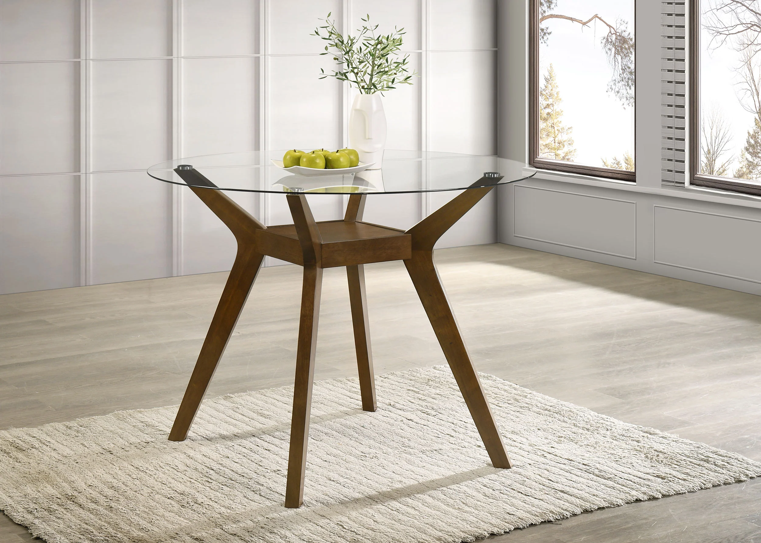 Paxton Brown Round 48-inch Glass Top Counter Height Dining Table