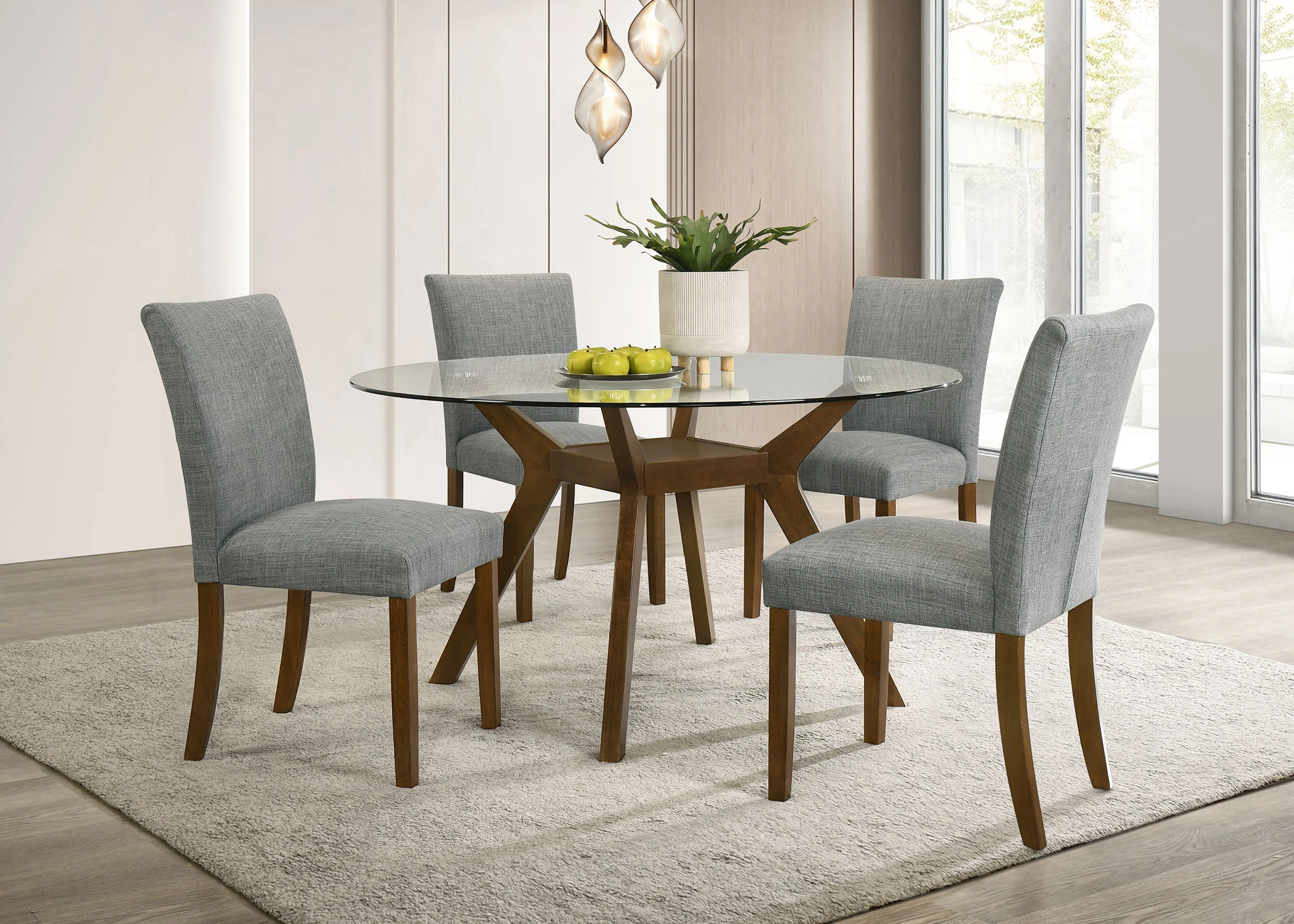 Paxton Brown Round 48-inch Glass Top Wood Dining Table - Image 6
