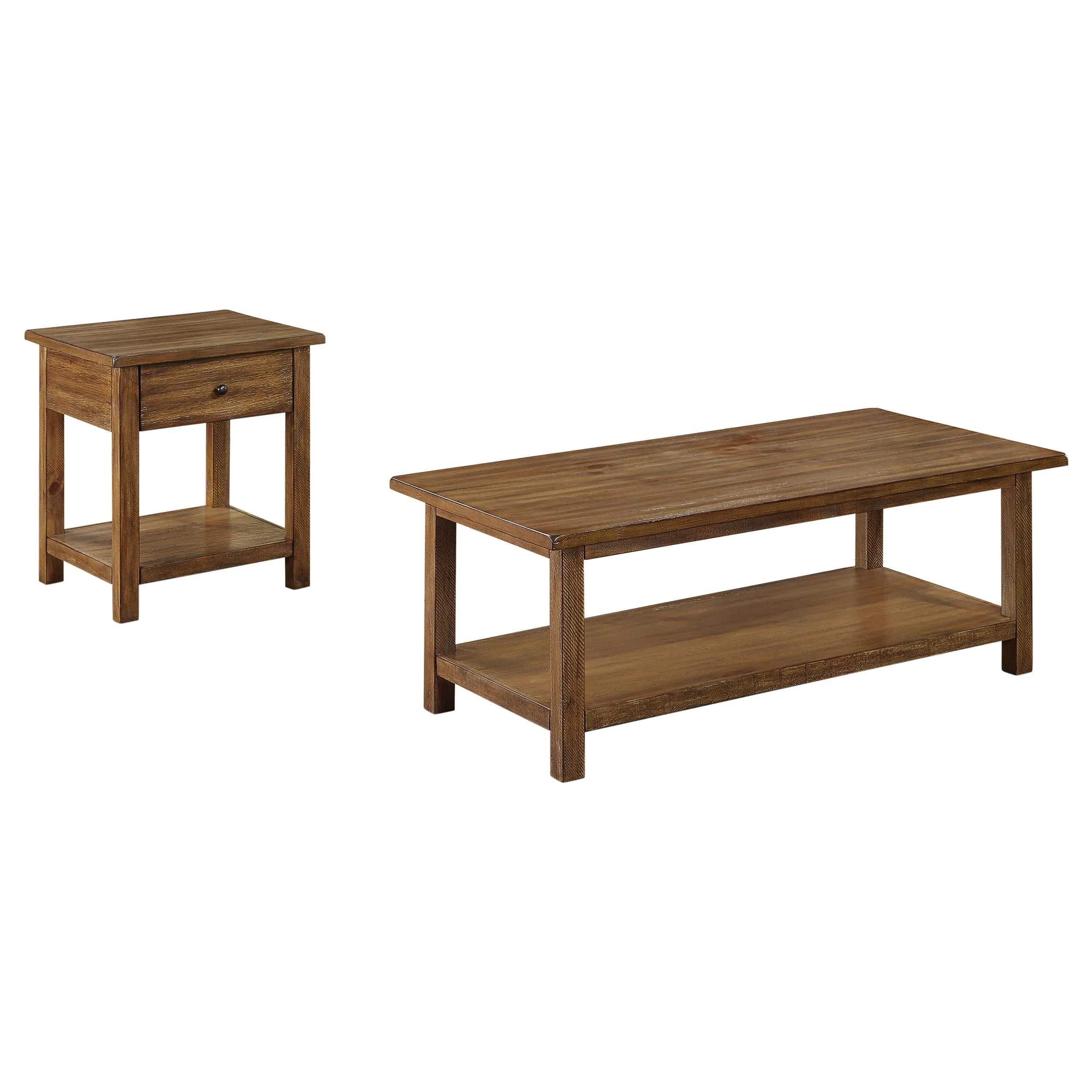 Payne Distressed Brown 2-Piece Coffee and 1-Drawer End Table Set - Image 2