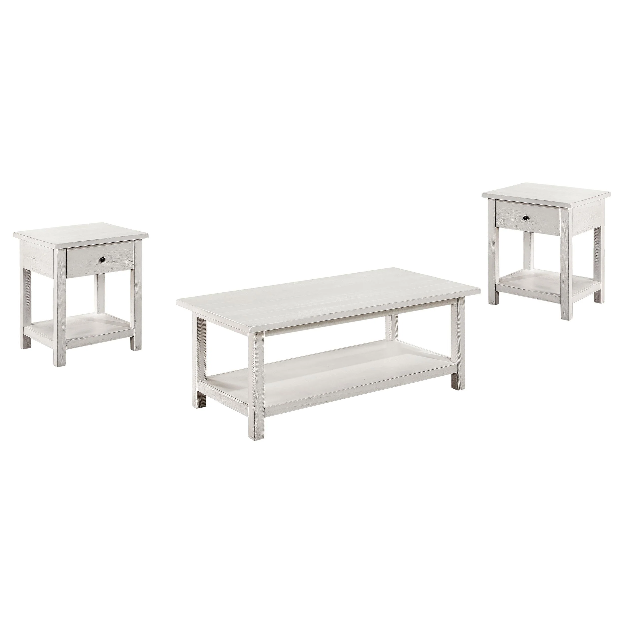 Payne Distressed White 3-Piece Coffee and 1-Drawer End Table Set - Image 2