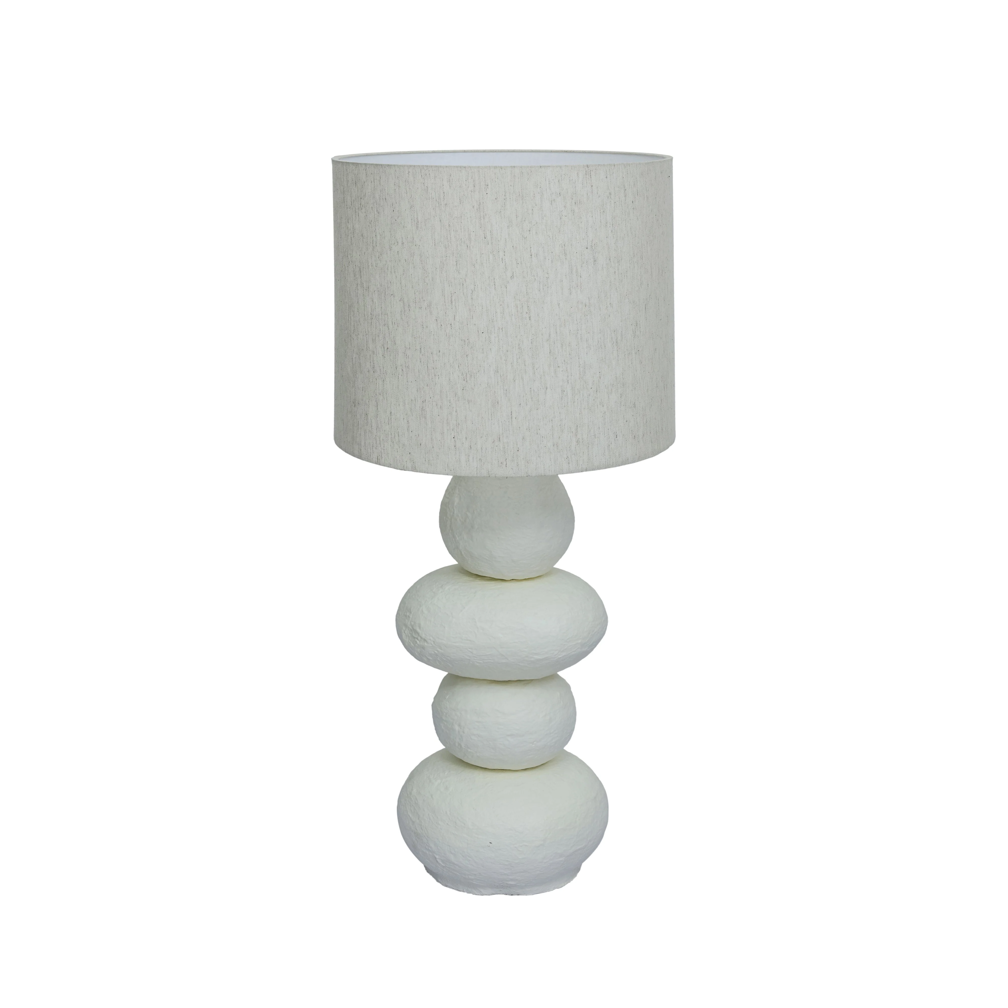 Pebble Cream Papier Mache Table Lamp
