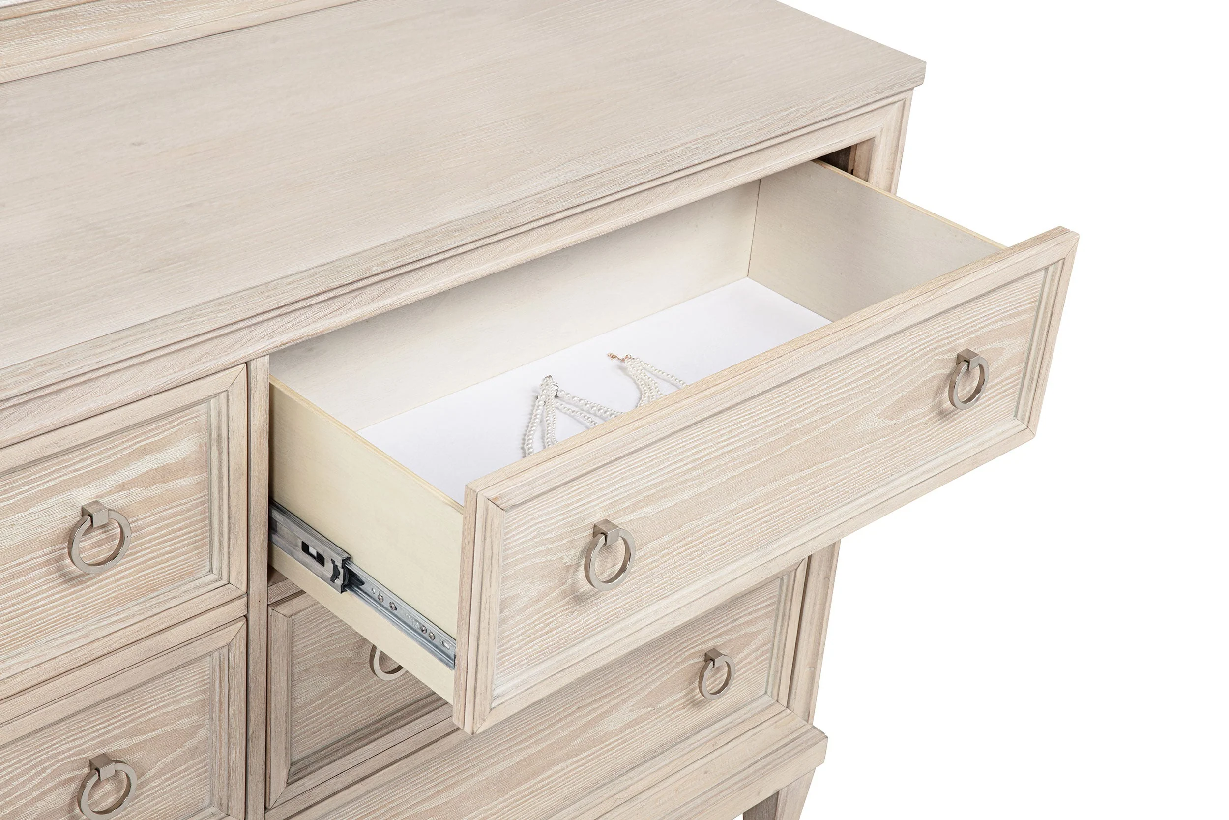Pembroke Washed Oak 6-drawer Bedroom Dresser with Mirror - Image 10