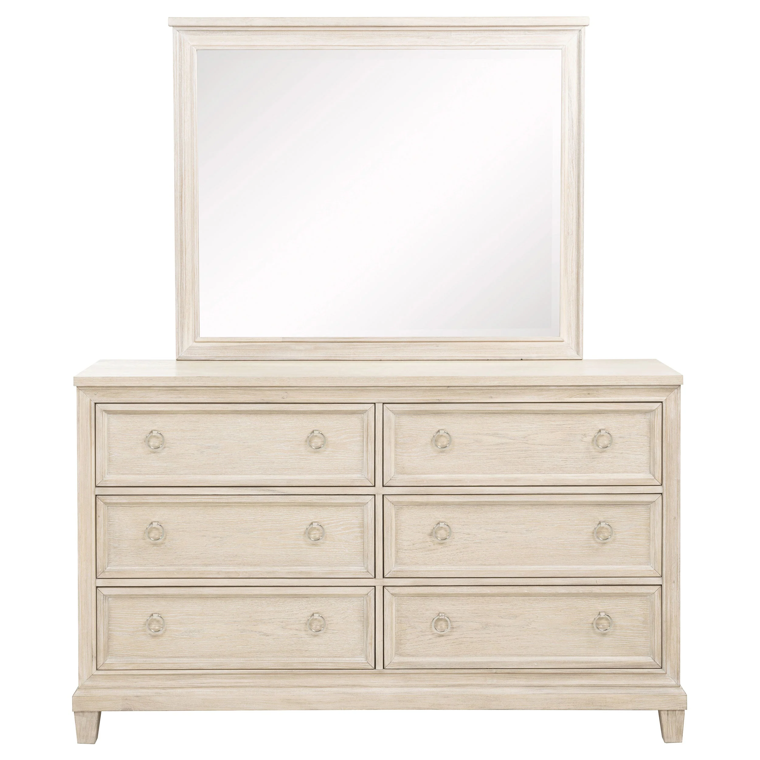 Pembroke Washed Oak 6-drawer Bedroom Dresser with Mirror - Image 3