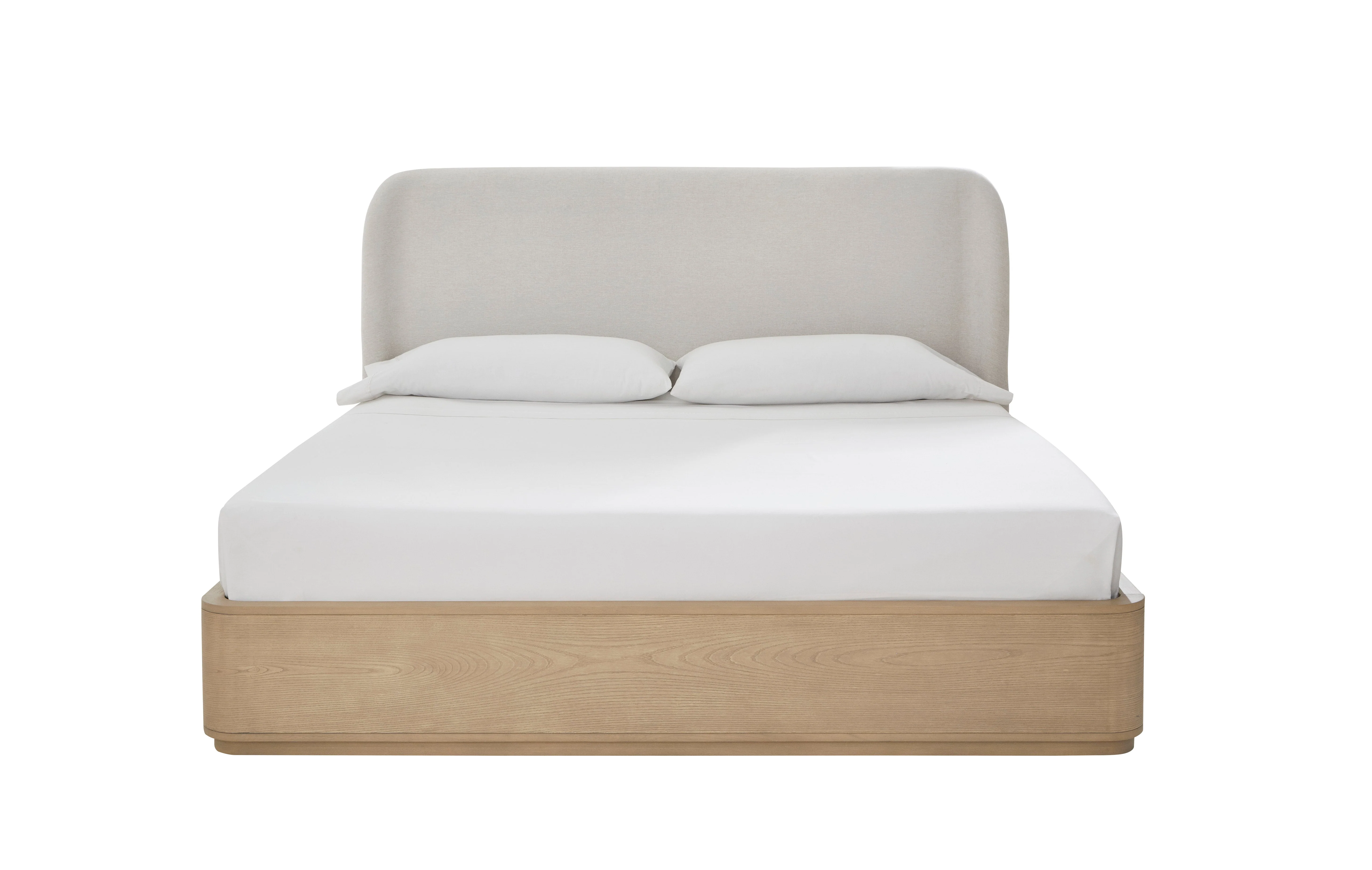 Penny Eastern King Upholstered Platform Bed in Buff Cream Ash and Oatmeal Linen - Image 3