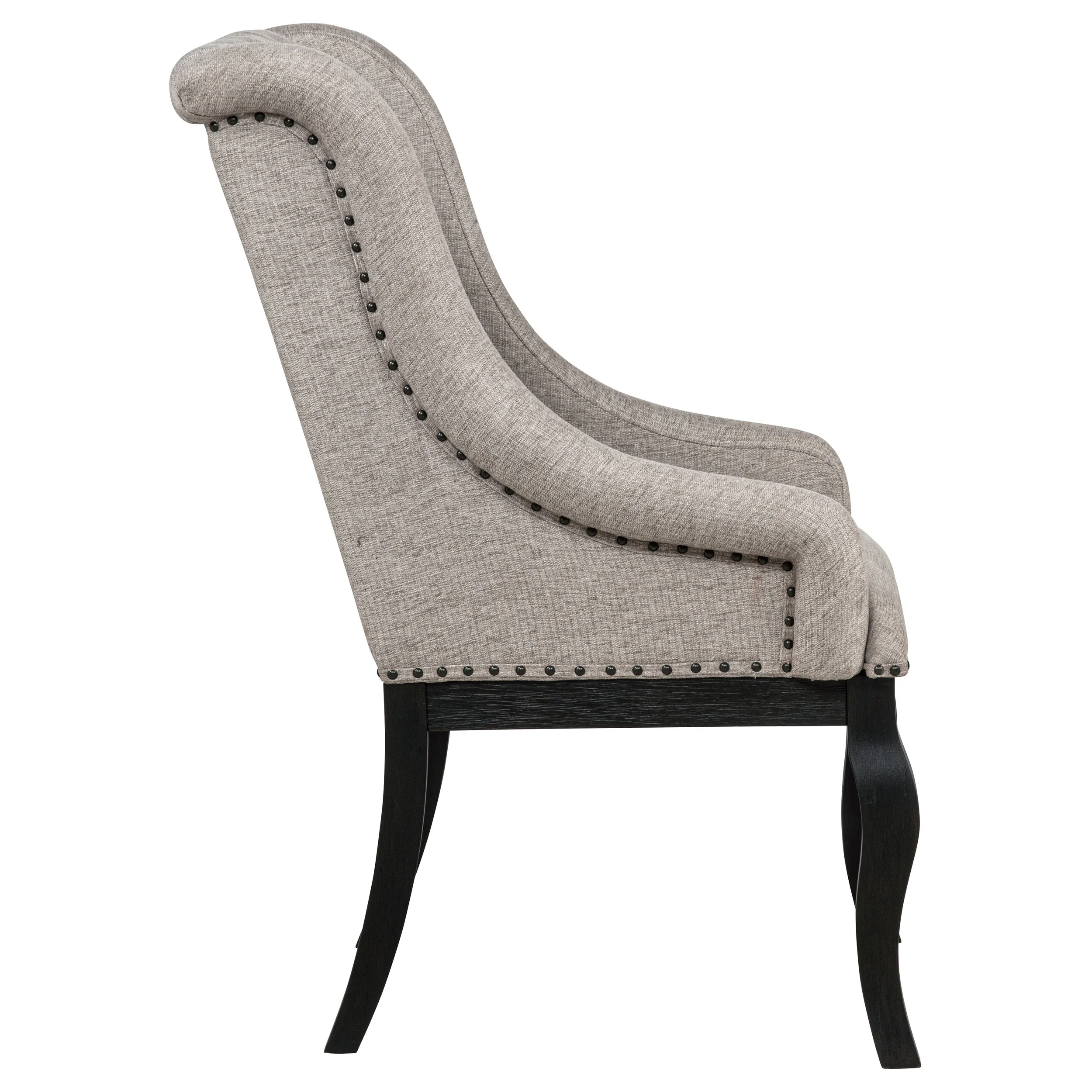 Phelps Tan Distressed Noir Upholstered Dining Arm Chair (Set of 2) - Image 10
