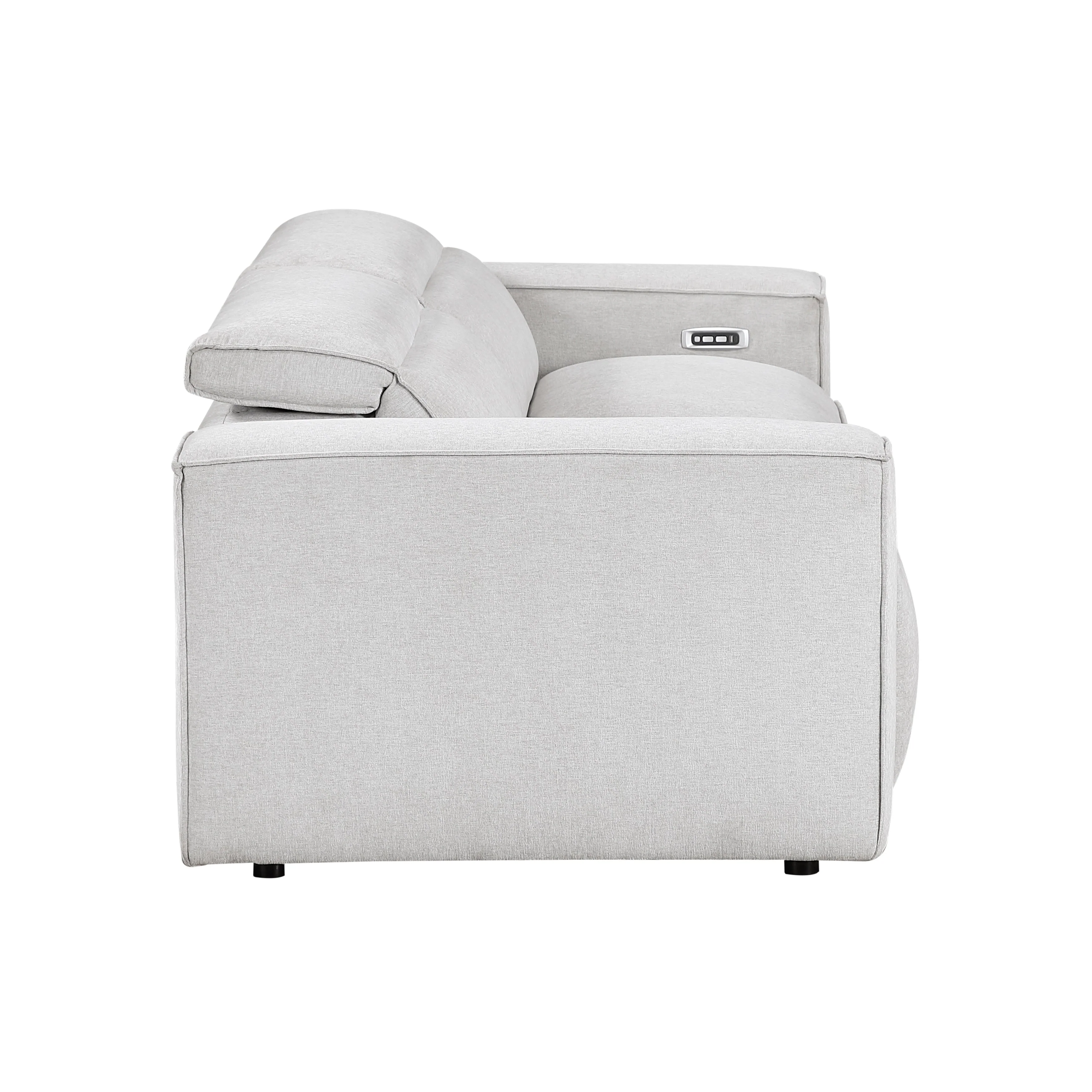 Phoebe Light Gray Power Double Reclining Loveseat with Power Headrests - Image 3