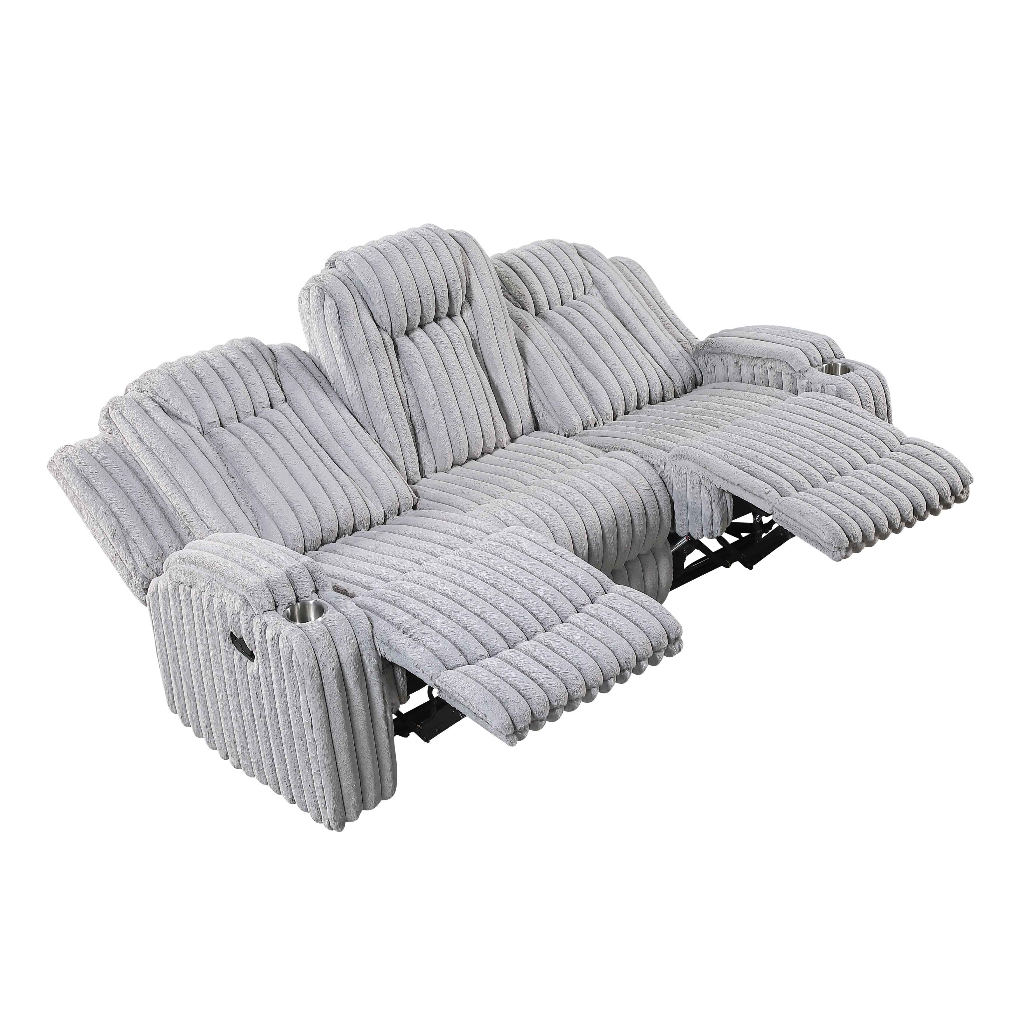 Phyllis Light Gray Double Reclining Sofa - Image 4