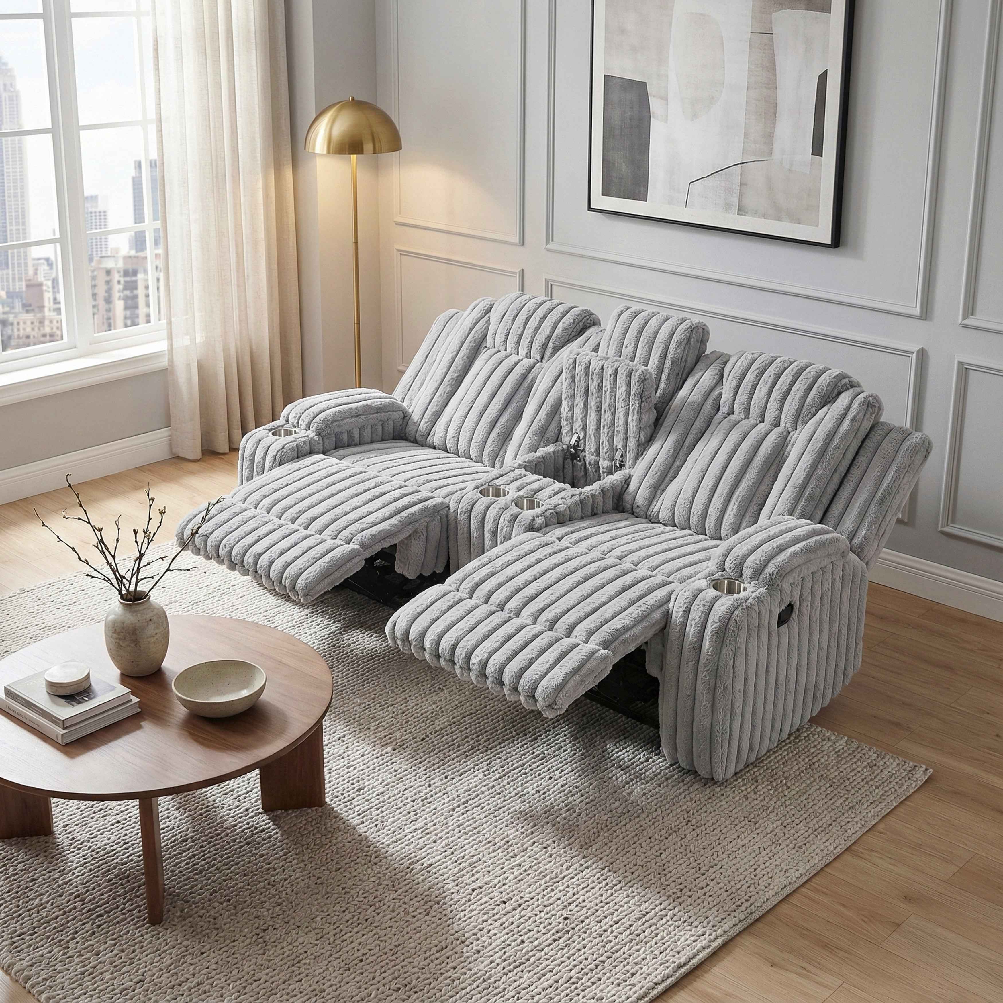 Phyllis Light Gray Reclining Living Room Set - Image 26