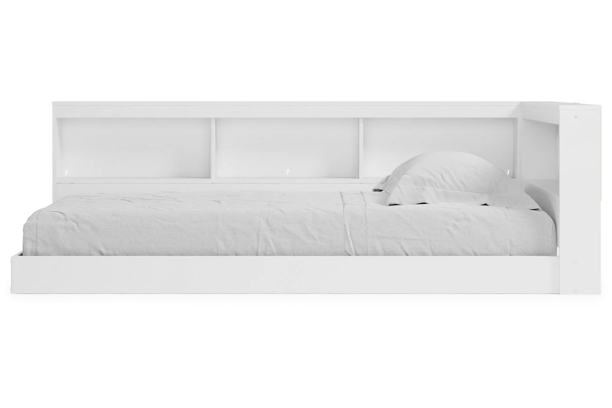 Piperton White Twin Bookcase Corner Storage Bed - Image 5