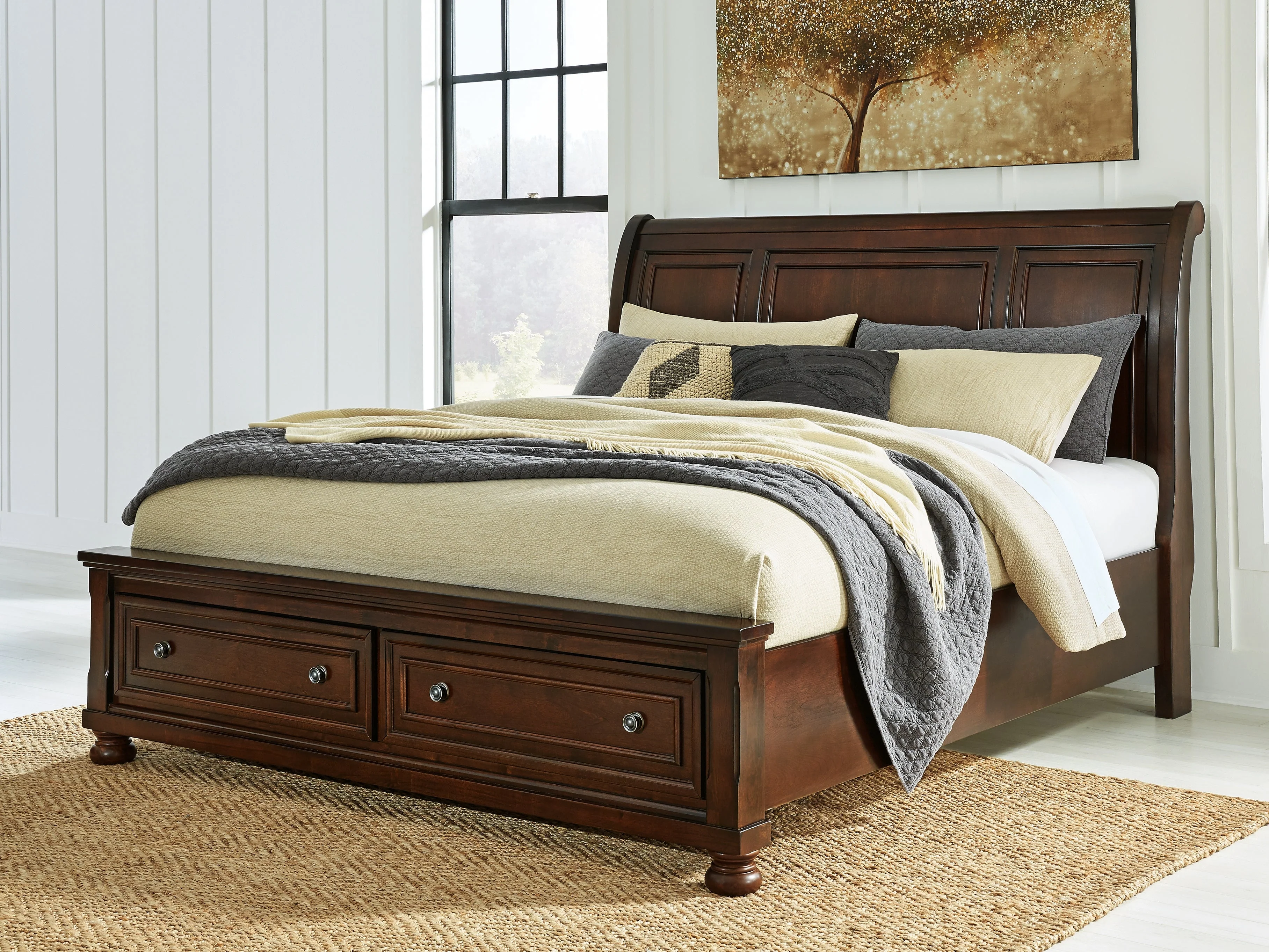Porter Rustic Brown California King Sleigh Storage Platform Bed - Image 2