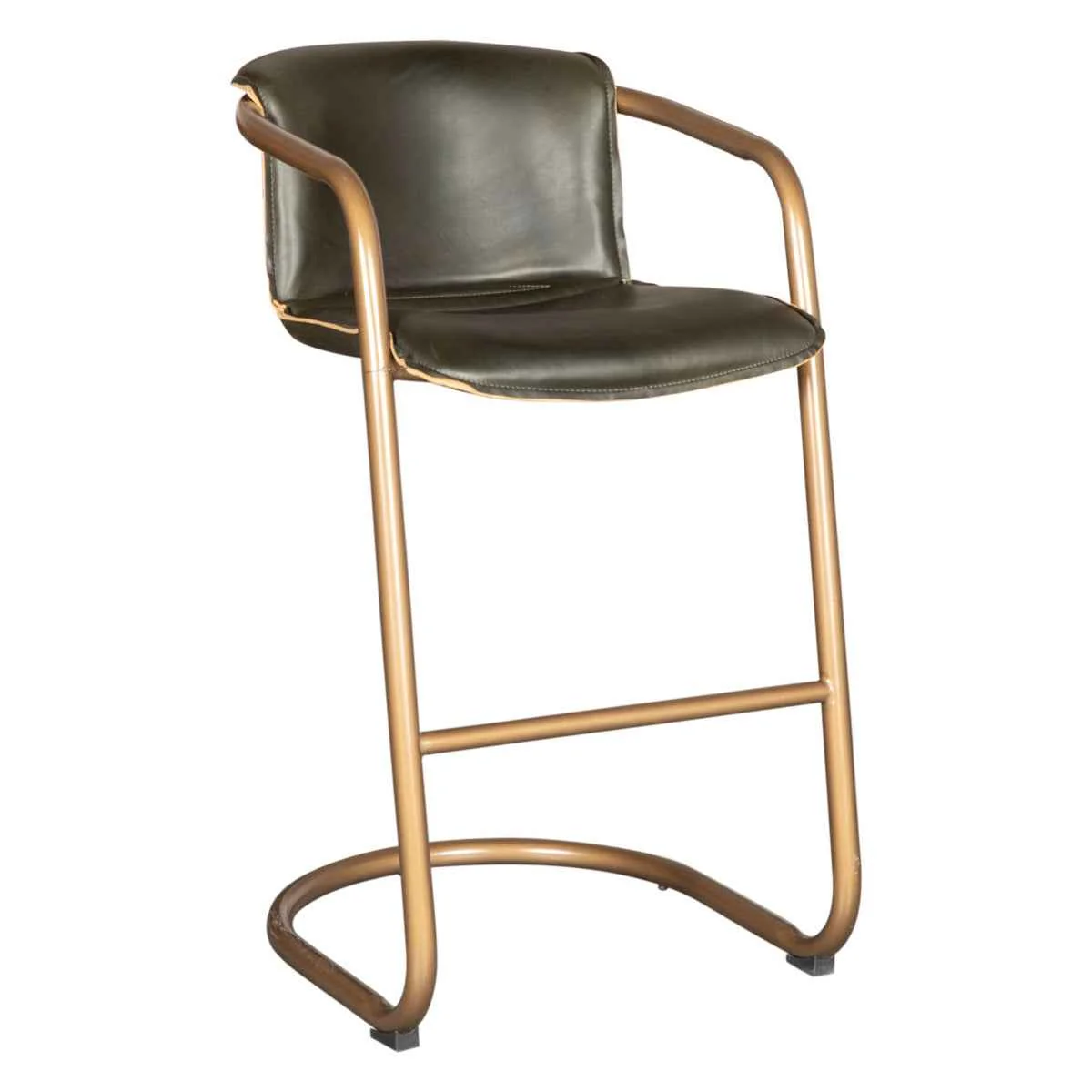 Portofino 22" Bar Chair in Emerald Green Leather - Image 19