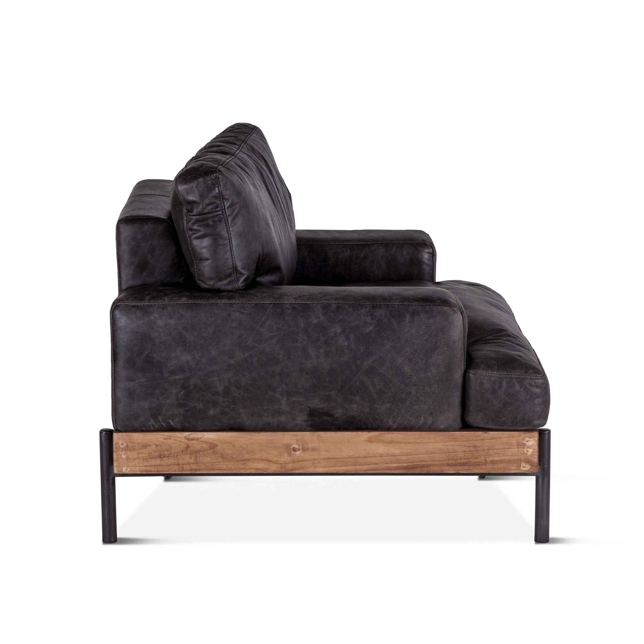 Portofino Industrial 41" Accent Chair in Morocco Black Leather - Image 4