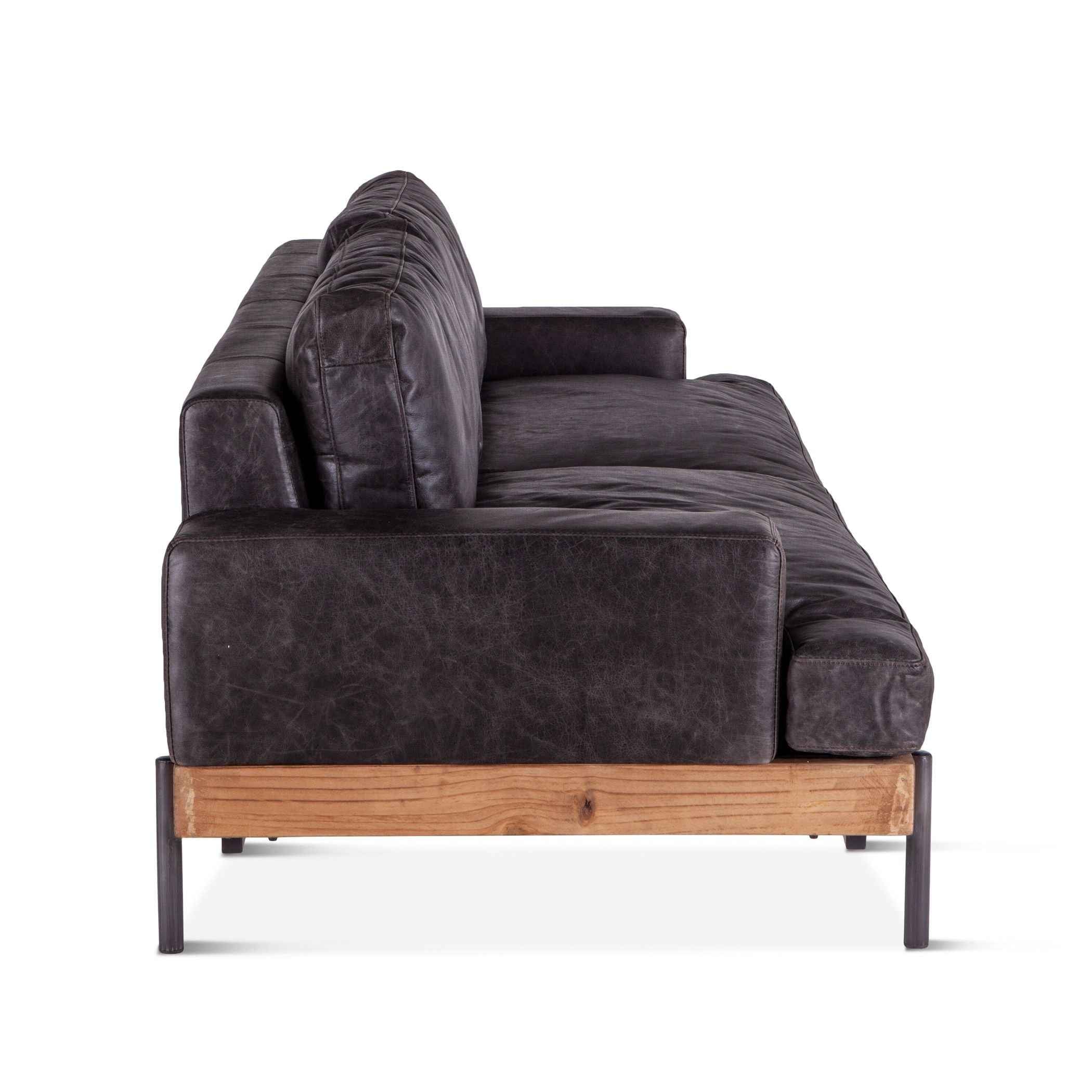 Portofino Industrial 94" Sofa in Morocco Black Leather - Image 4