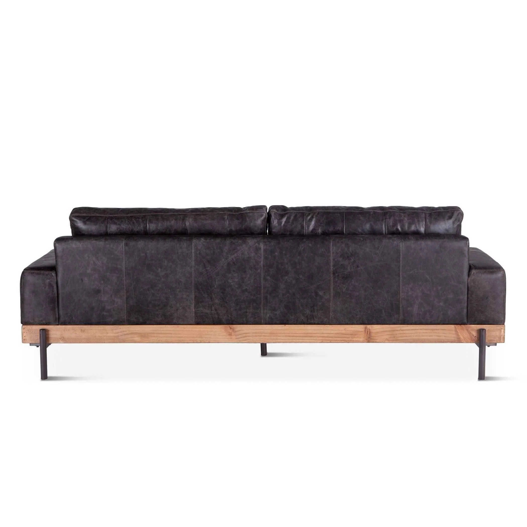 Portofino Industrial 94" Sofa in Morocco Black Leather - Image 5