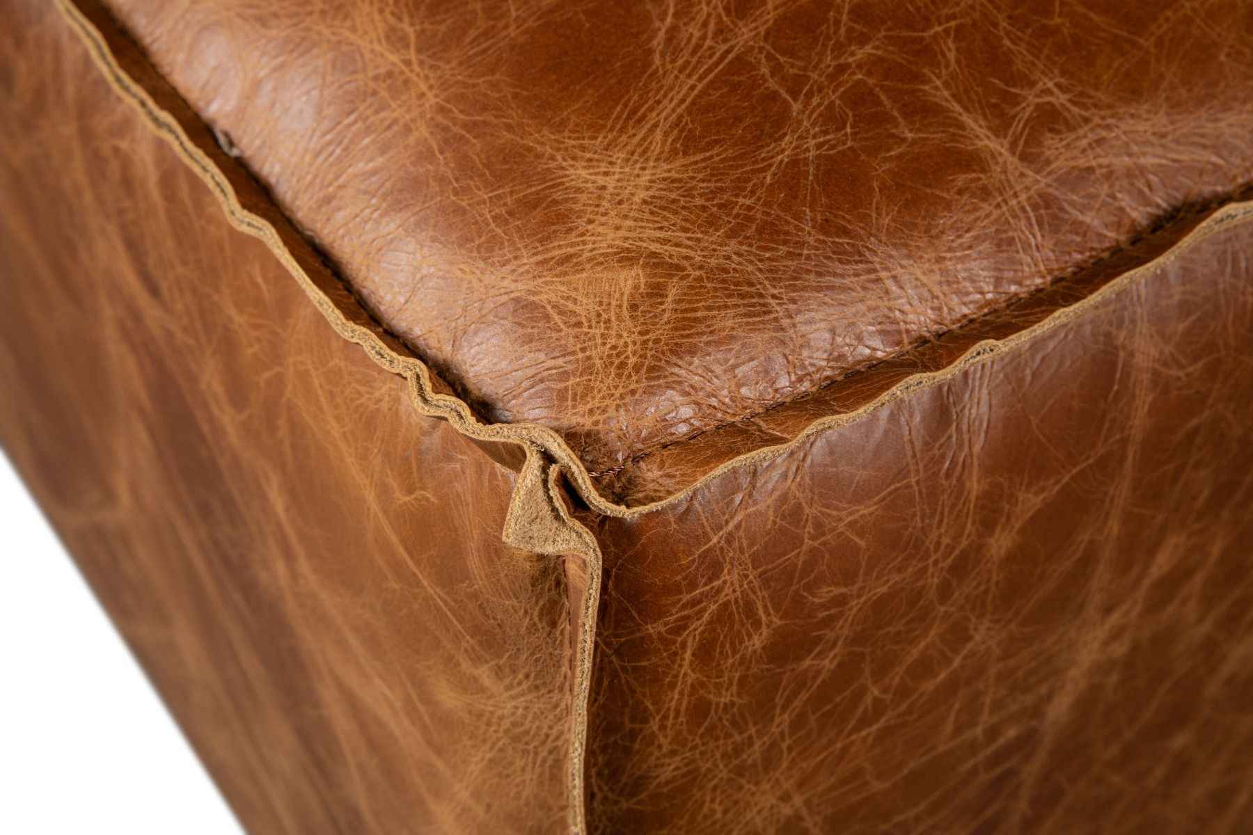 Portofino Loft Sectional Ottoman in Cocoa Brown Leather - Image 6