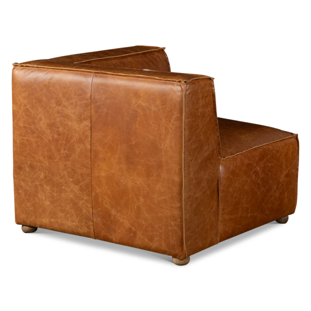 Portofino Loft Three Piece Sectional Sofa in Cocoa Brown Leather - Image 10