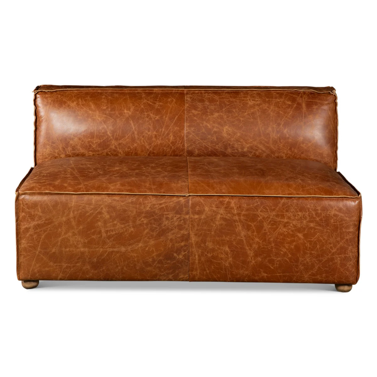 Portofino Loft Three Piece Sectional Sofa in Cocoa Brown Leather - Image 11