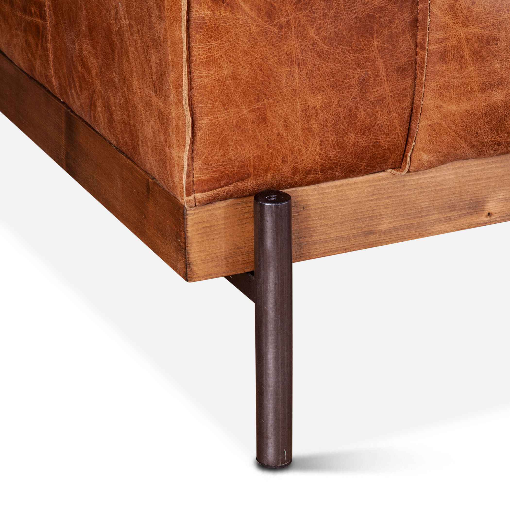Portofino Modern 95" Sofa in Cocoa Brown Leather - Image 6