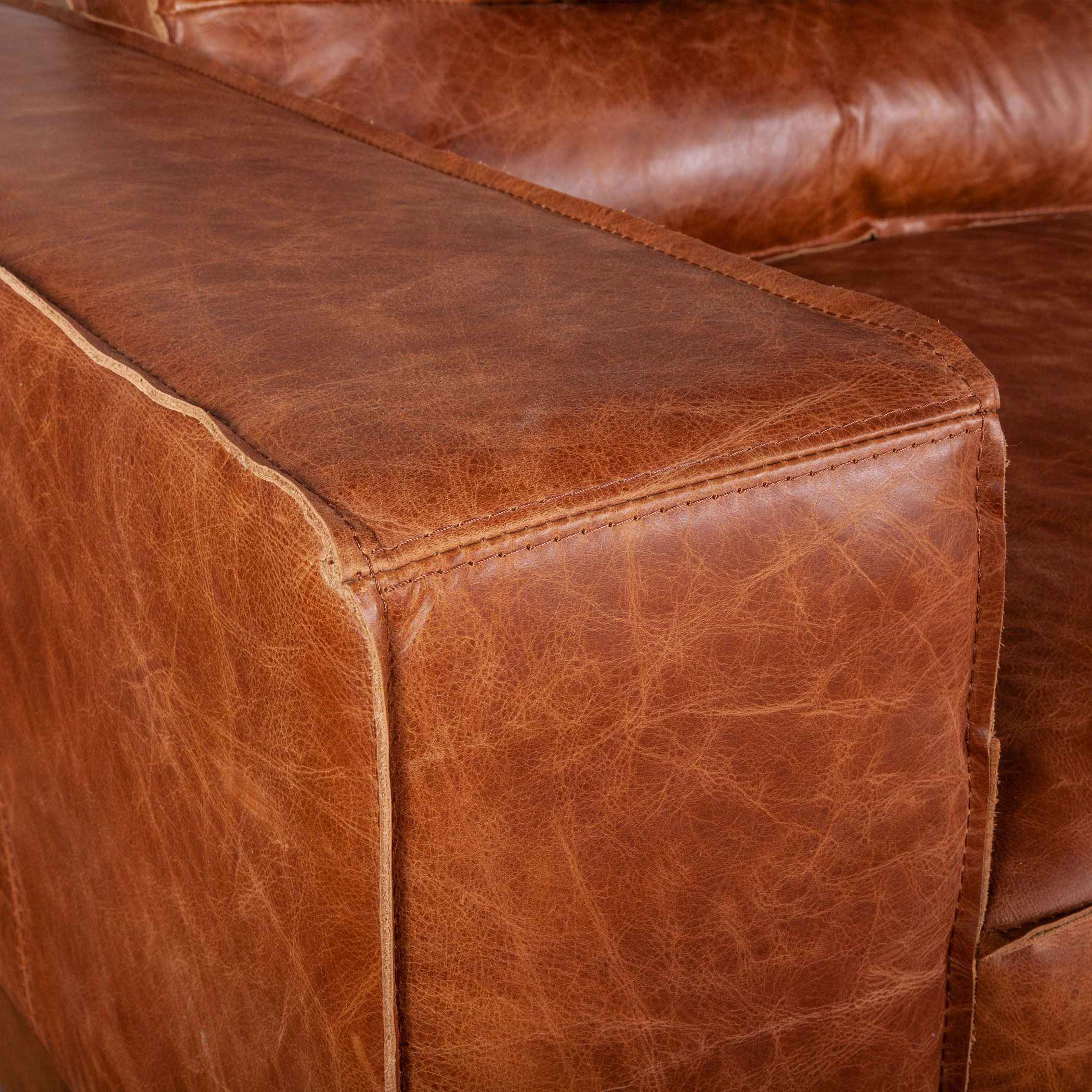 Portofino Modern 95" Sofa in Cocoa Brown Leather - Image 8