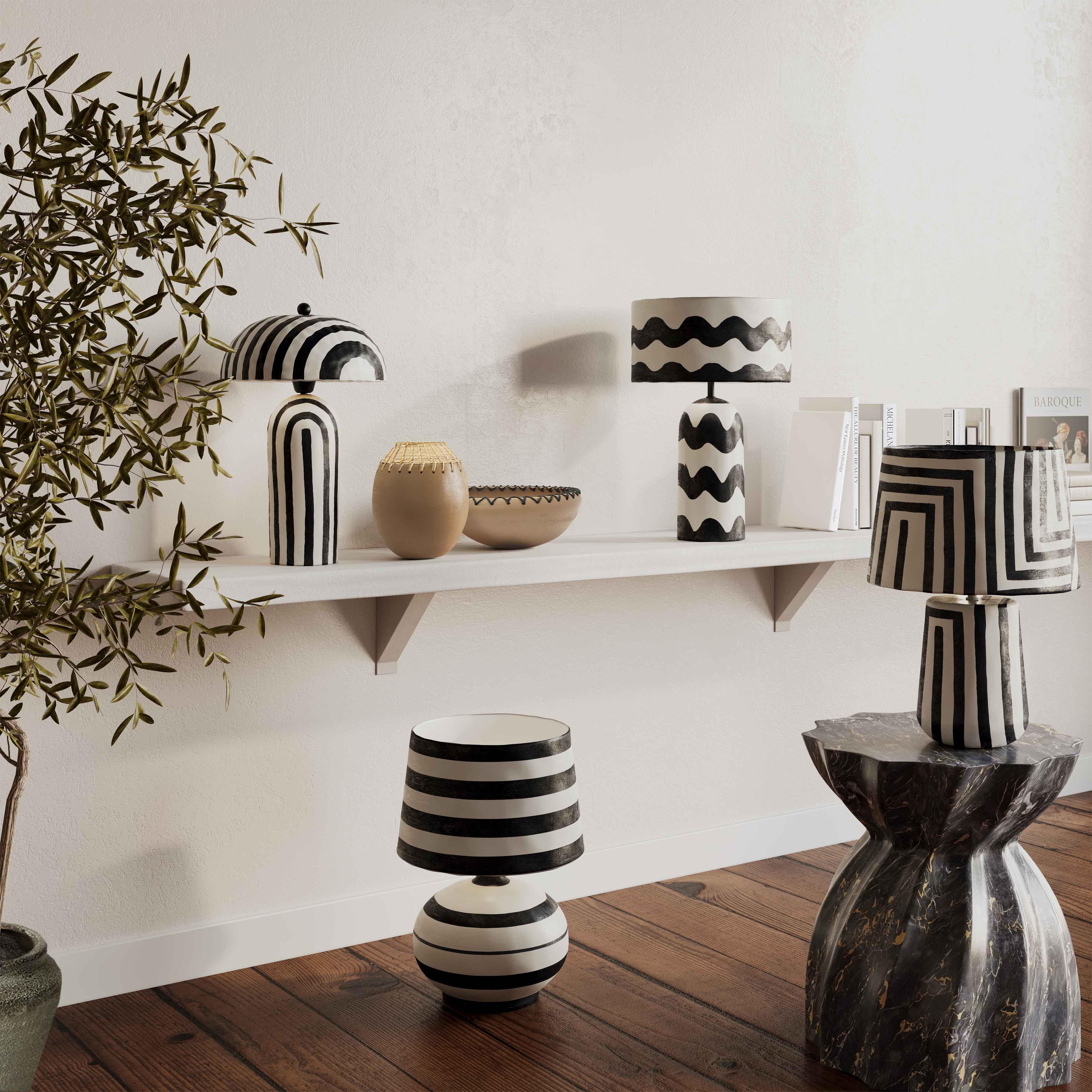 Positano Striped Papier Mache Table Lamp - Image 2