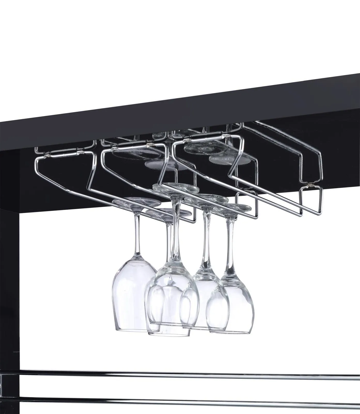 Prescott Glossy Black Rectangular 2-Shelf Bar Unit - Image 7