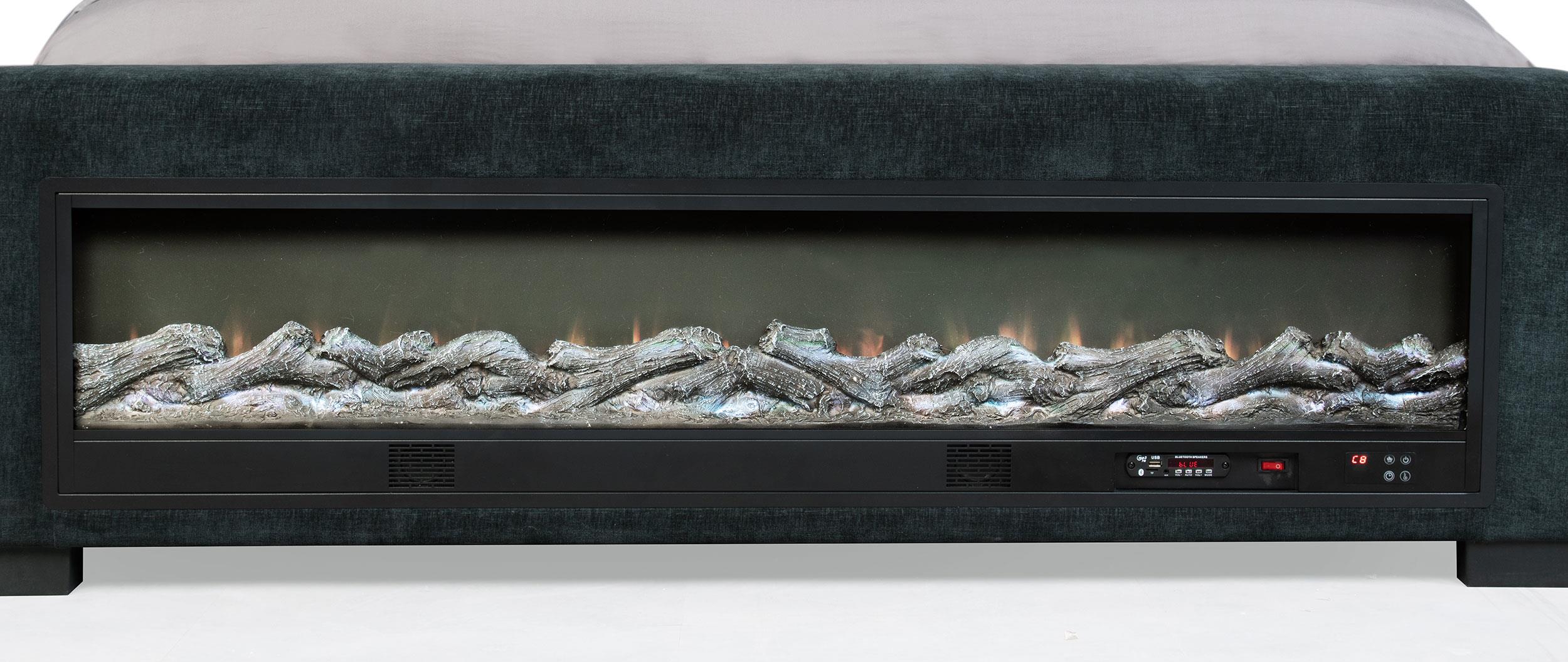 Preston  Upholstered Queen Audio Fireplace Bed - Image 8