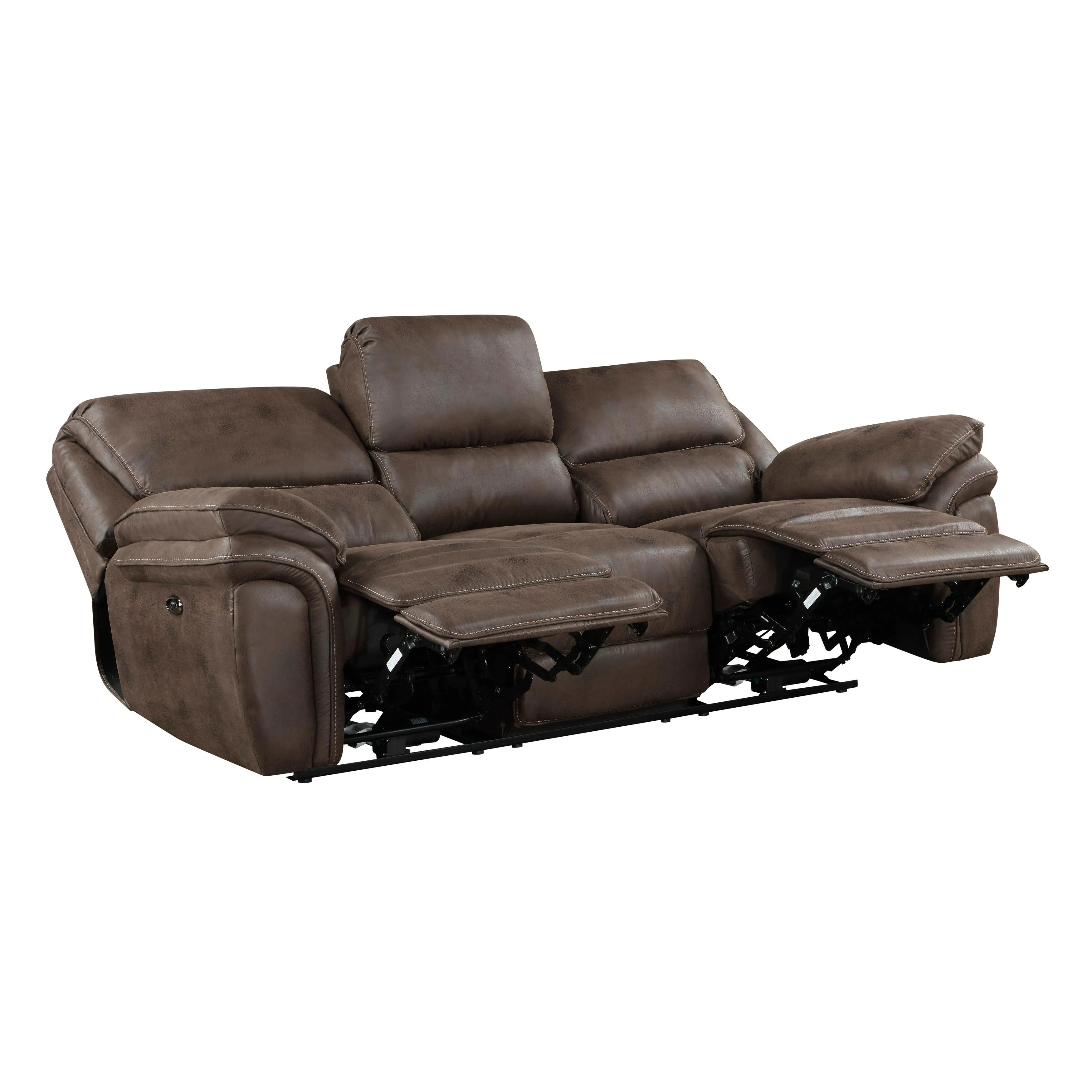Proctor Brown Microfiber Power Double Reclining Sofa - Image 5