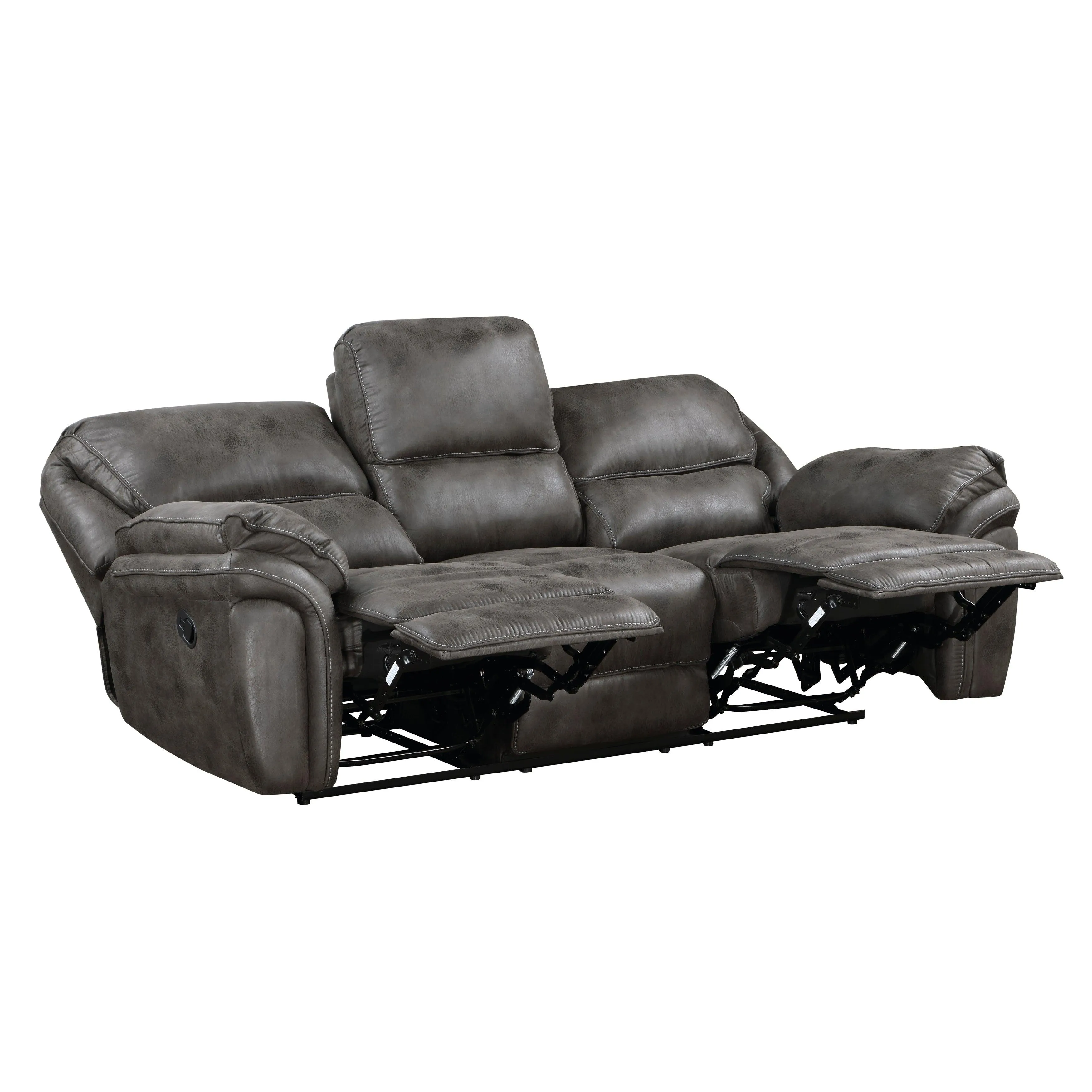 Proctor Gray Microfiber Double Reclining Sofa - Image 4