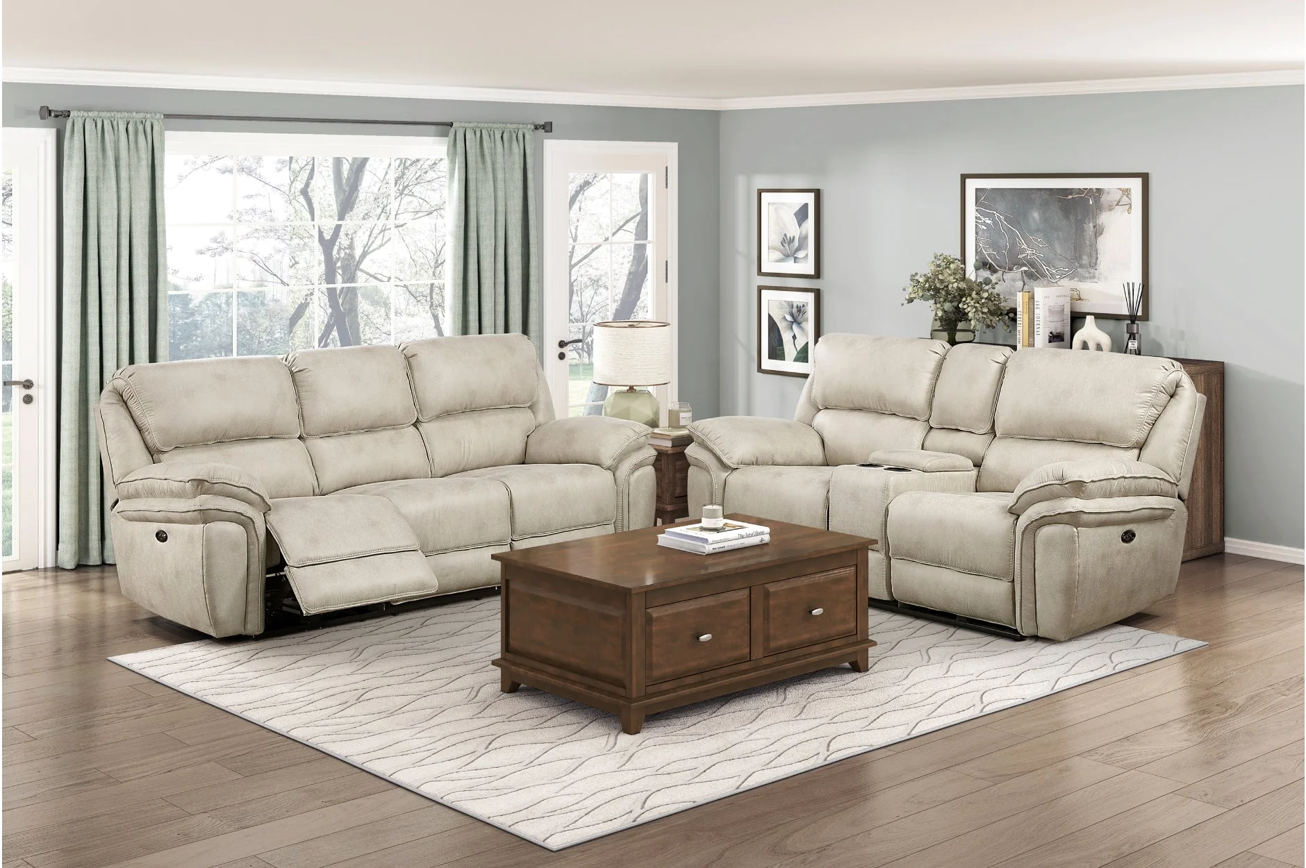 Proctor Pawter Power Double Reclining Living Room Set