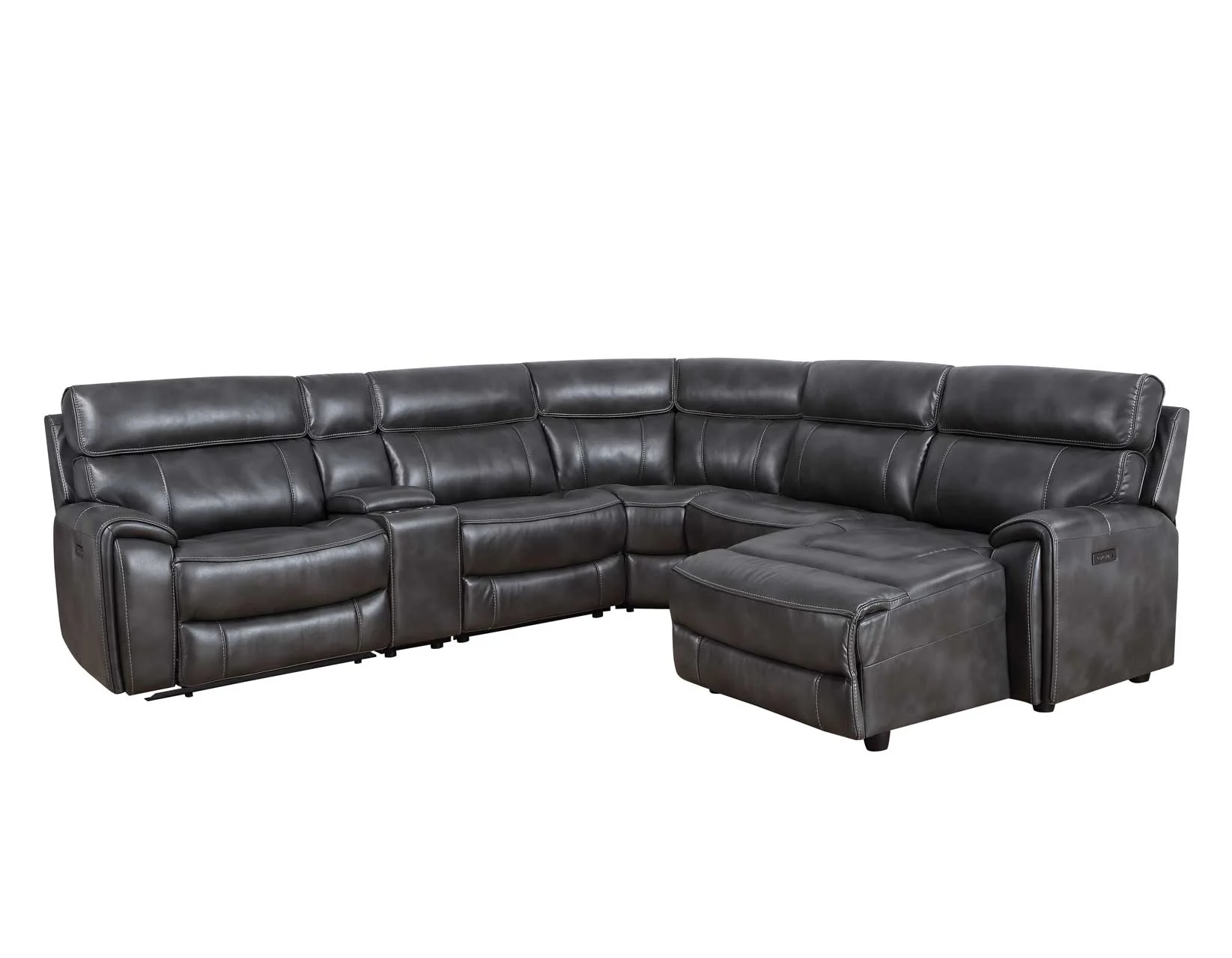 Provo Gray 6-Piece Right Arm Facing (RAF) Chaise Dual Power Reclining Sectional - Image 2